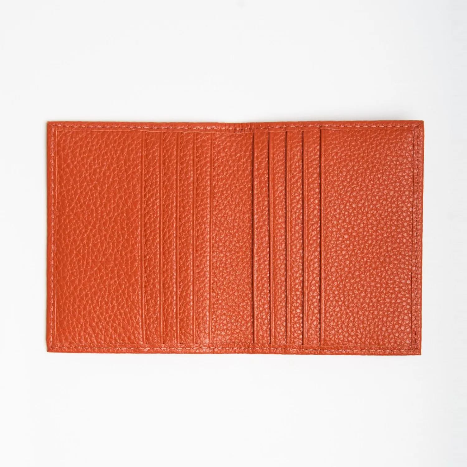 Orange Hammered Leather Folding Card Holder - 10 Compartments>E.Marinella Best