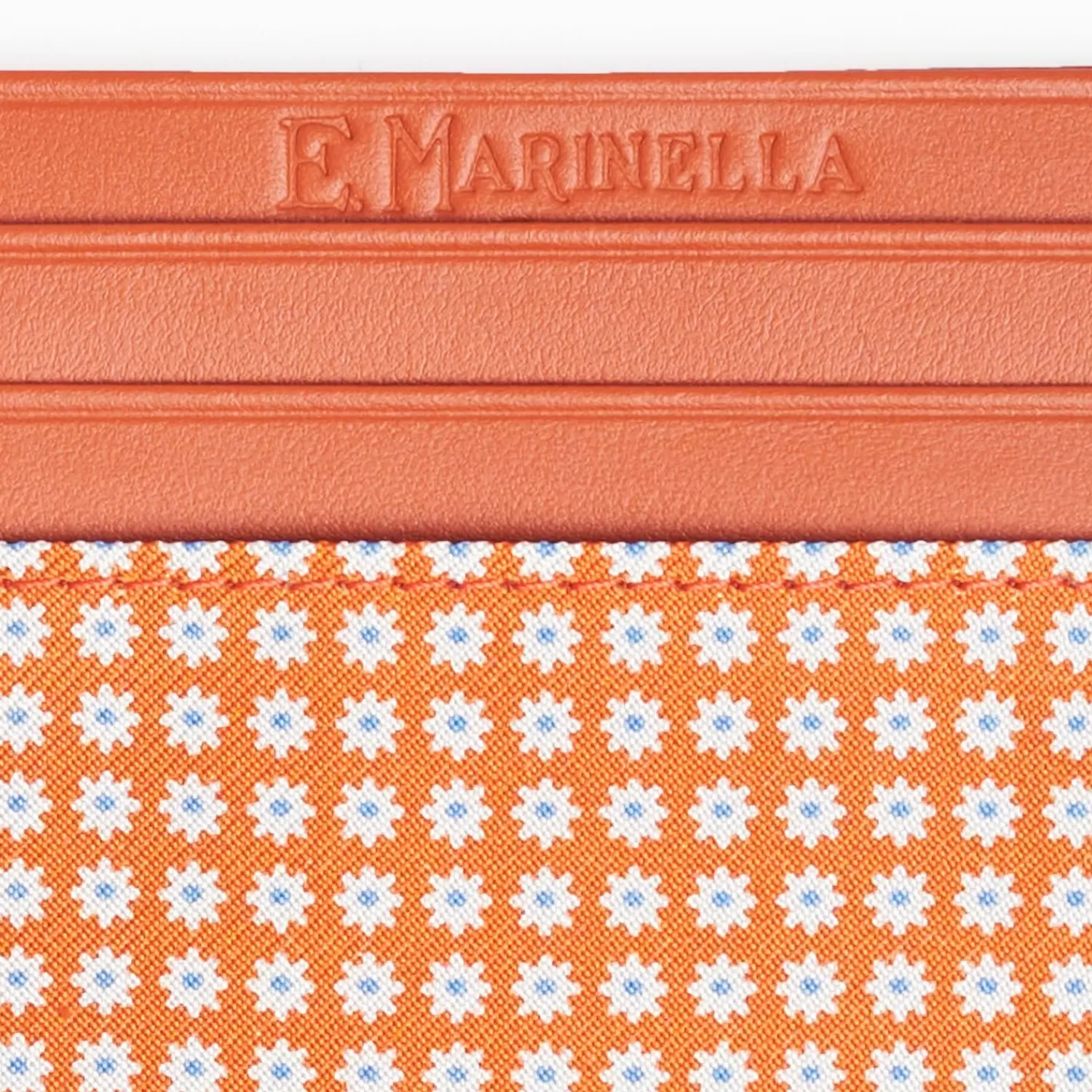 Orange Leather And Silk Credit Card Holder - 5 Compartments>E.Marinella Flash Sale