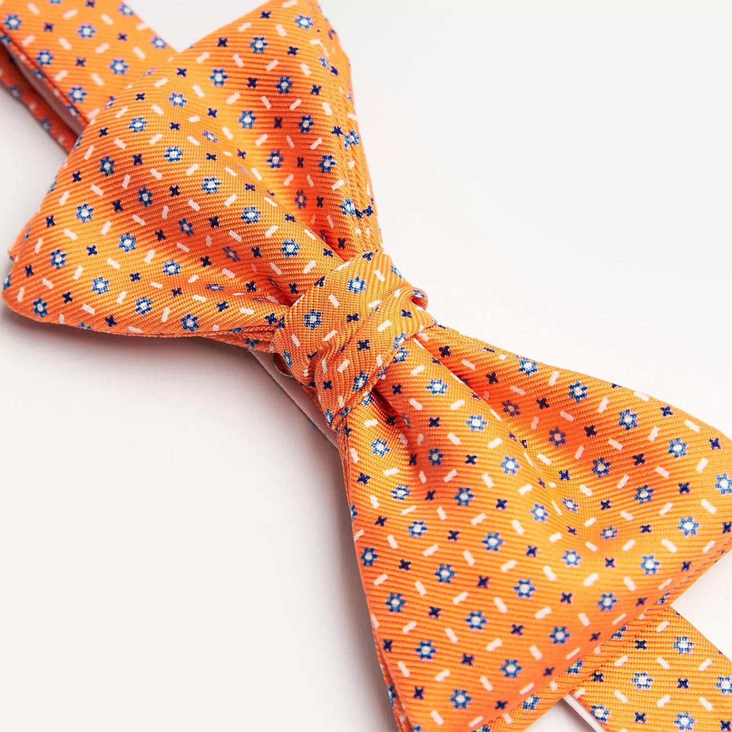 Orange Pre-Knotted Silk Bowtie - Small Flower Pattern>E.Marinella Clearance