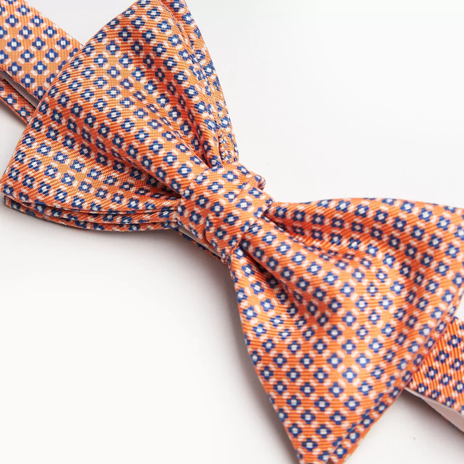 Orange Pre-Knotted Silk Bowtie Small Geometric Pattern>E.Marinella Hot