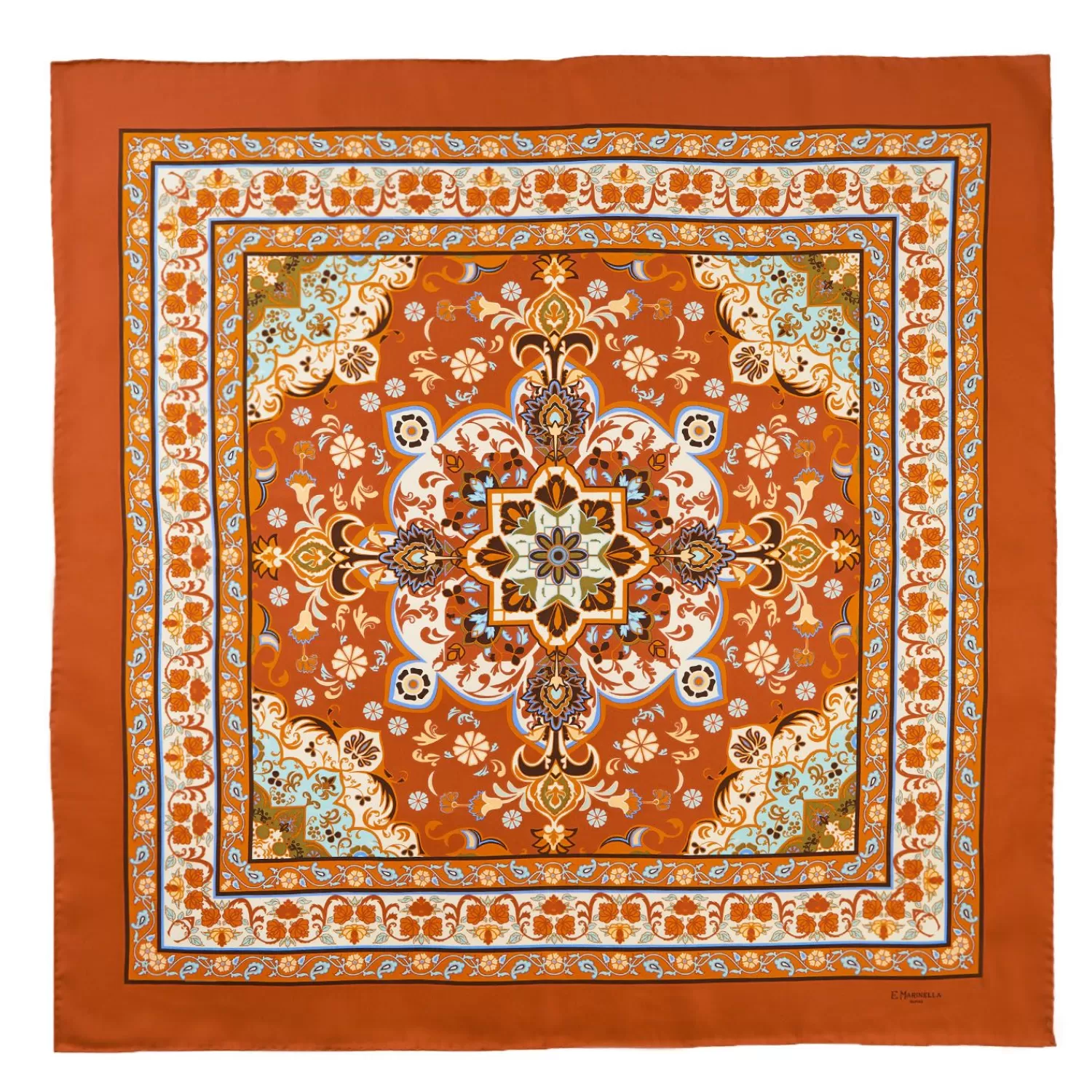 Orange Silk Scarf 90 - Mediterranean Vibes>E.Marinella Cheap