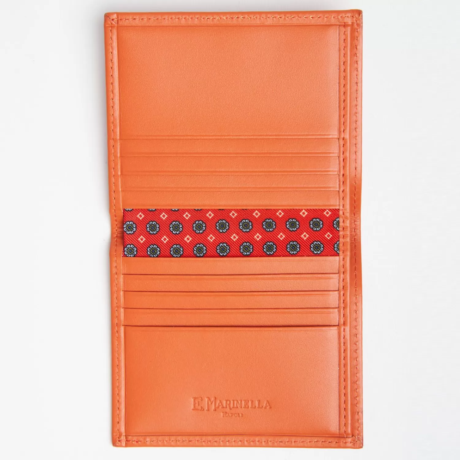 Orange Small Wallet In Silk And Leather>E.Marinella Clearance