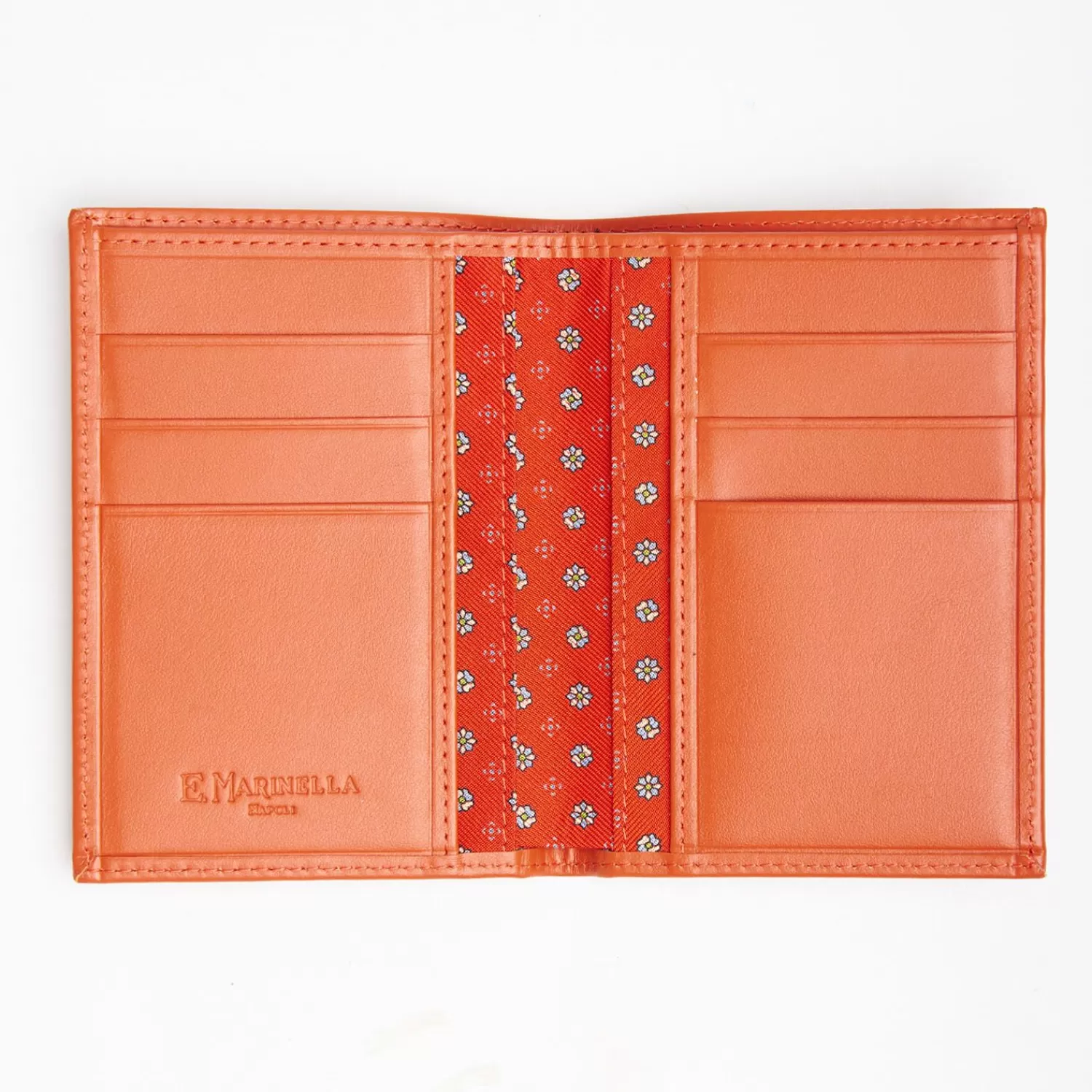 Orange Vertical Wallet In Silk And Leather>E.Marinella Clearance