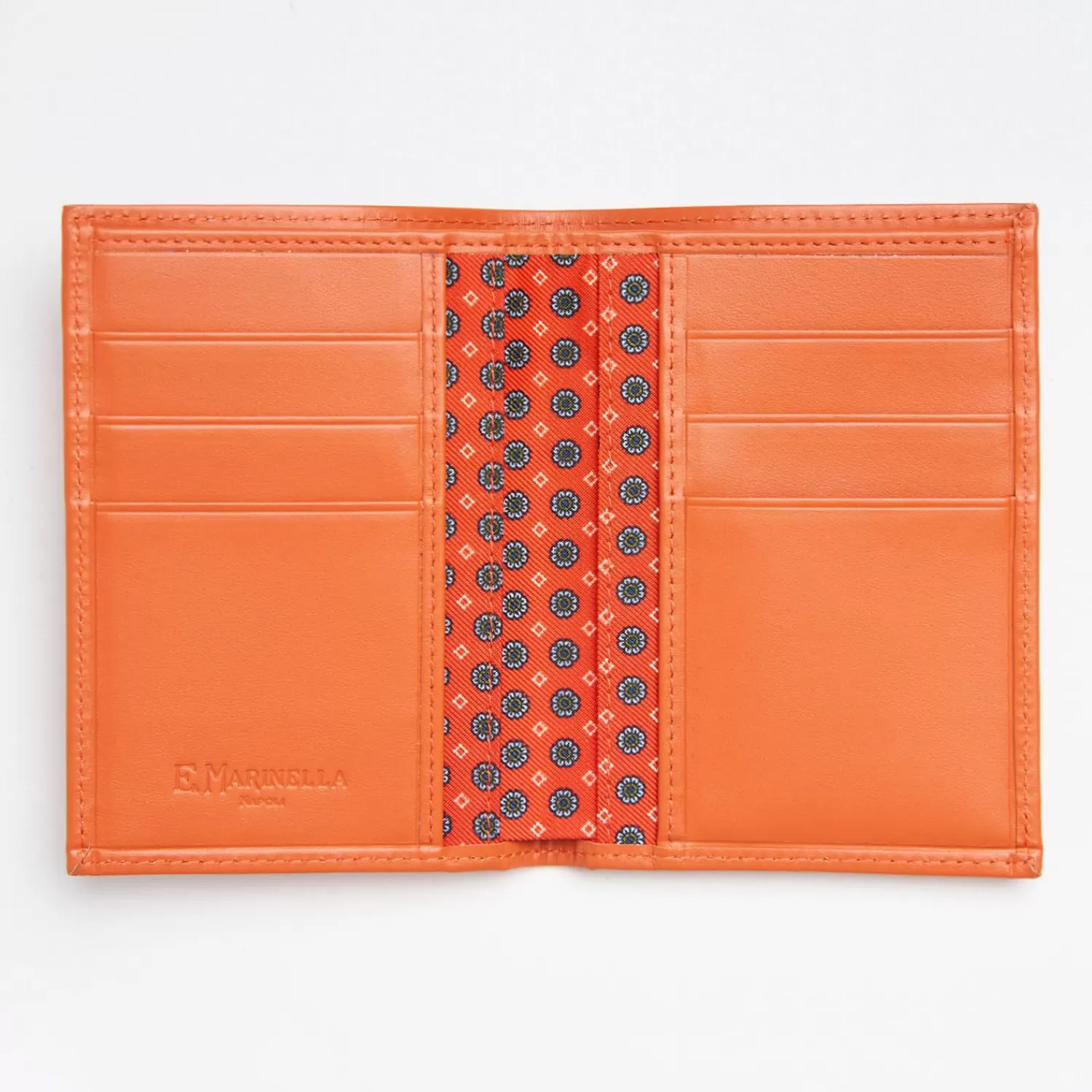 Orange Vertical Wallet In Silk And Leather>E.Marinella Hot