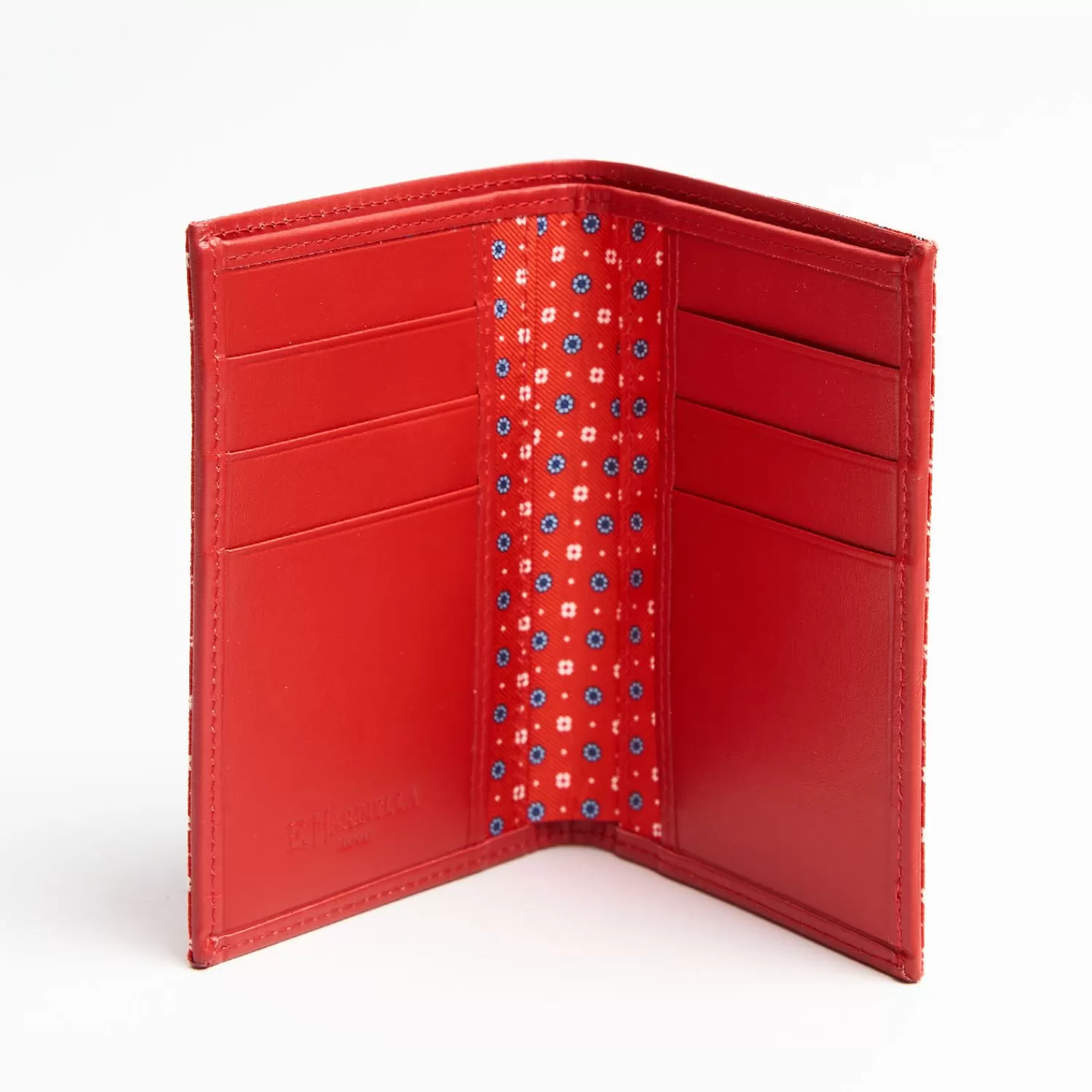 Orange Vertical Wallet In Silk And Leather>E.Marinella Store