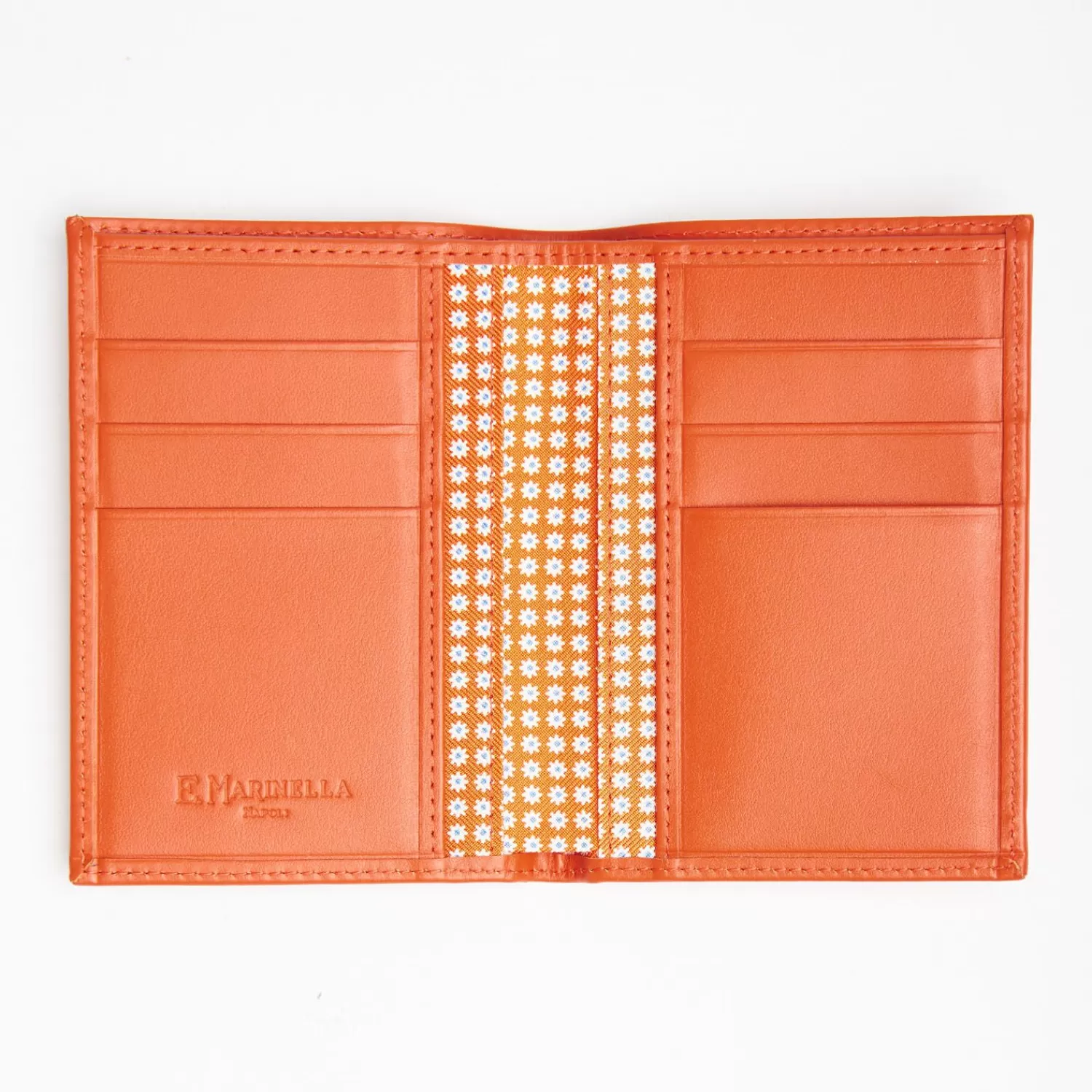 Orange Vertical Wallet In Silk And Leather>E.Marinella Cheap