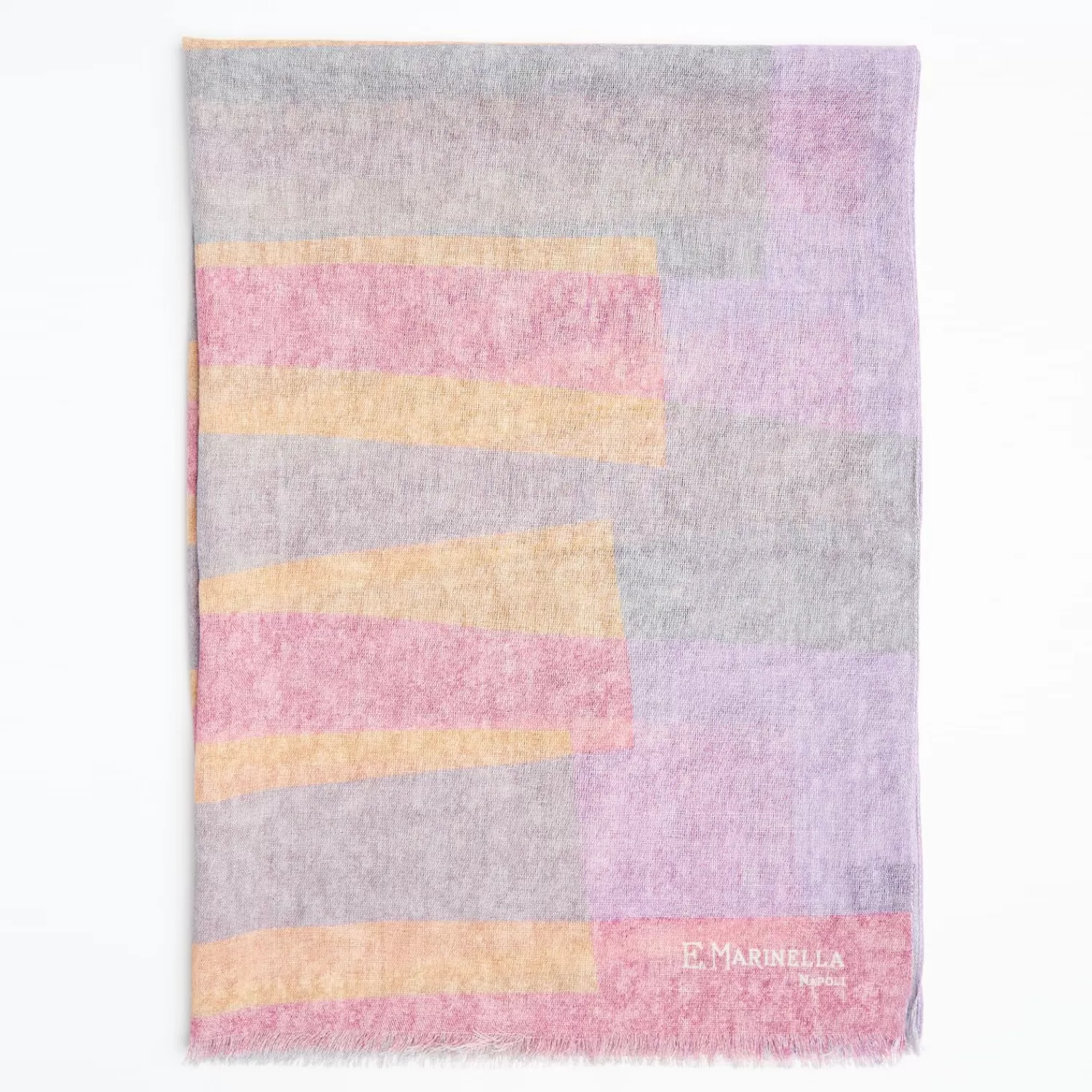 Pink And Gray Wool Stole>E.Marinella Store