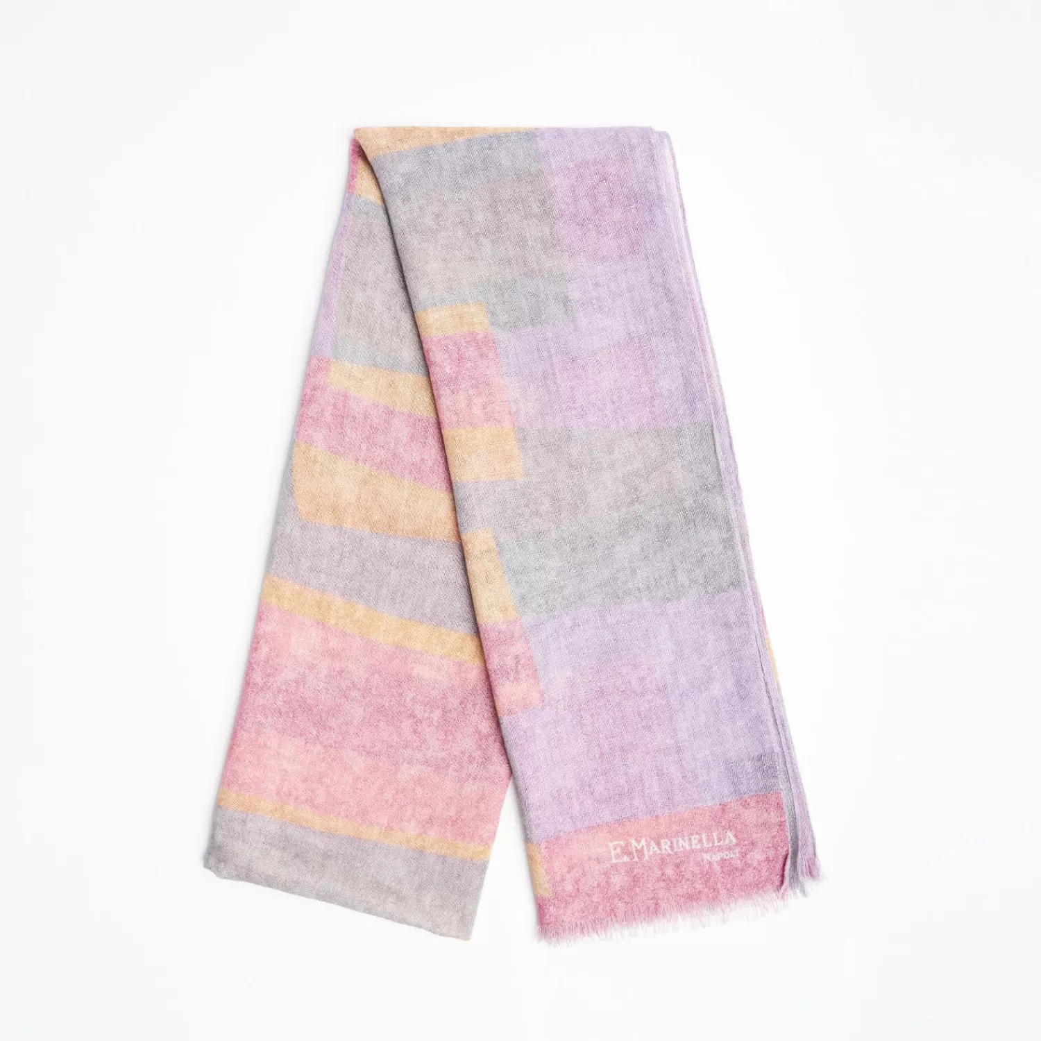 Pink And Gray Wool Stole>E.Marinella Store