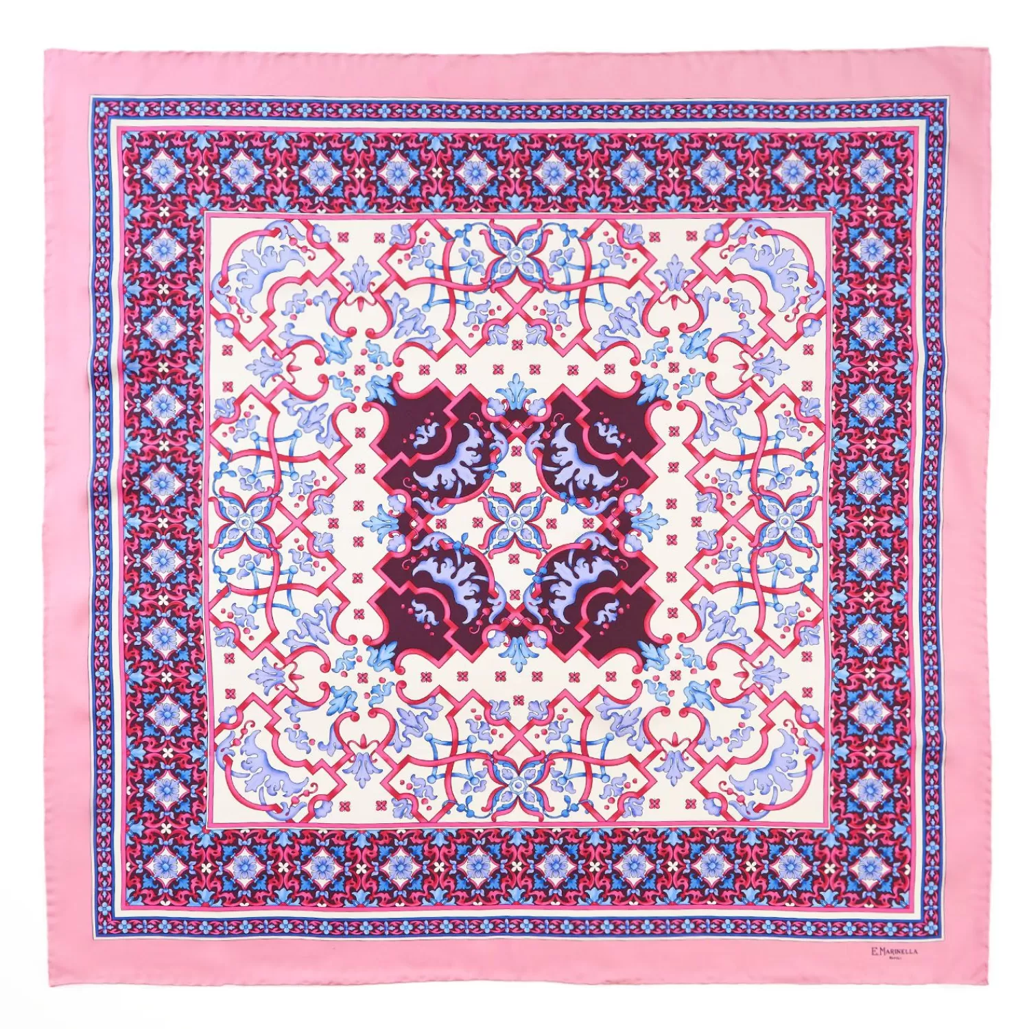 Pink Silk Scarf 90 - Mediterranean Vibes>E.Marinella Sale
