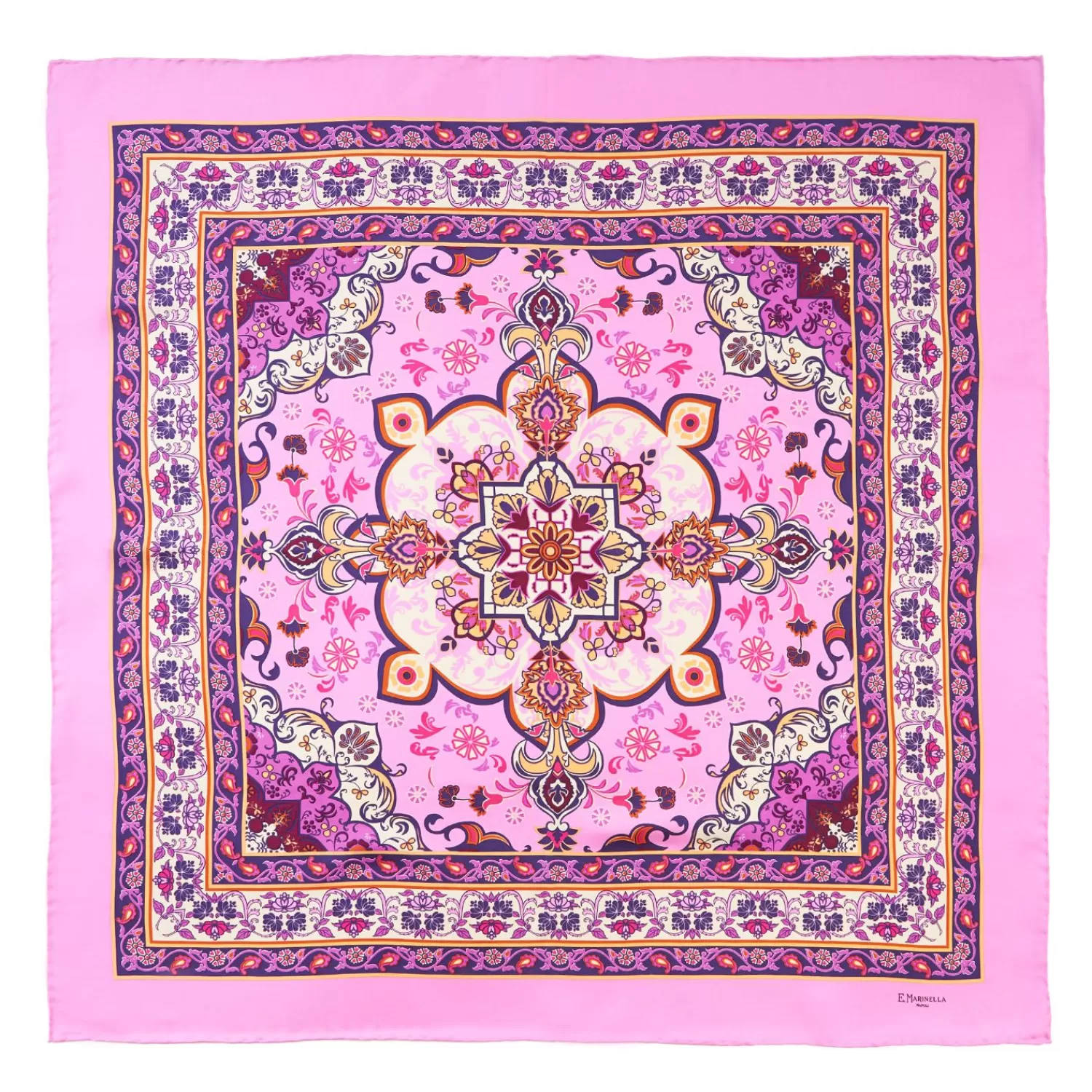 Pink Silk Scarf 90 - Mediterranean Vibes>E.Marinella Shop