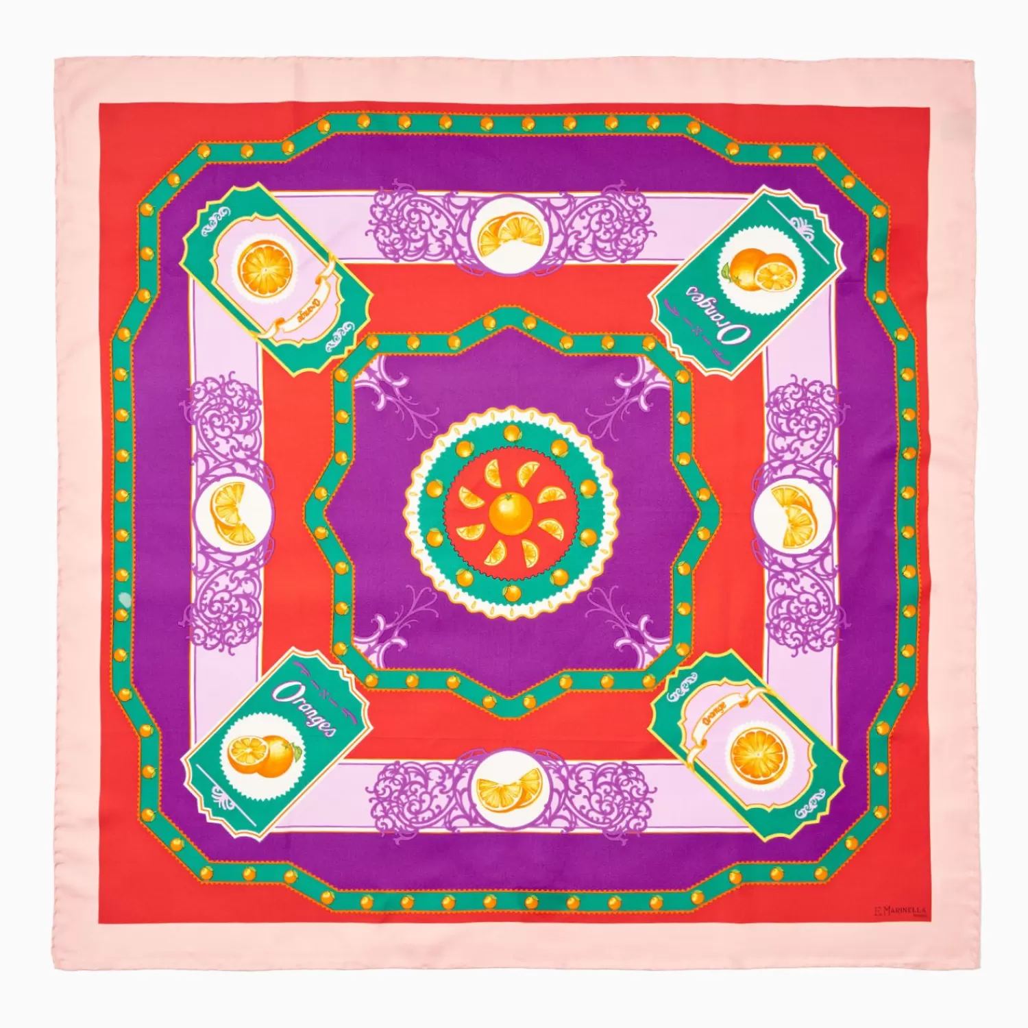 Pink Silk Scarf 90 - Orange Vibes>E.Marinella Discount