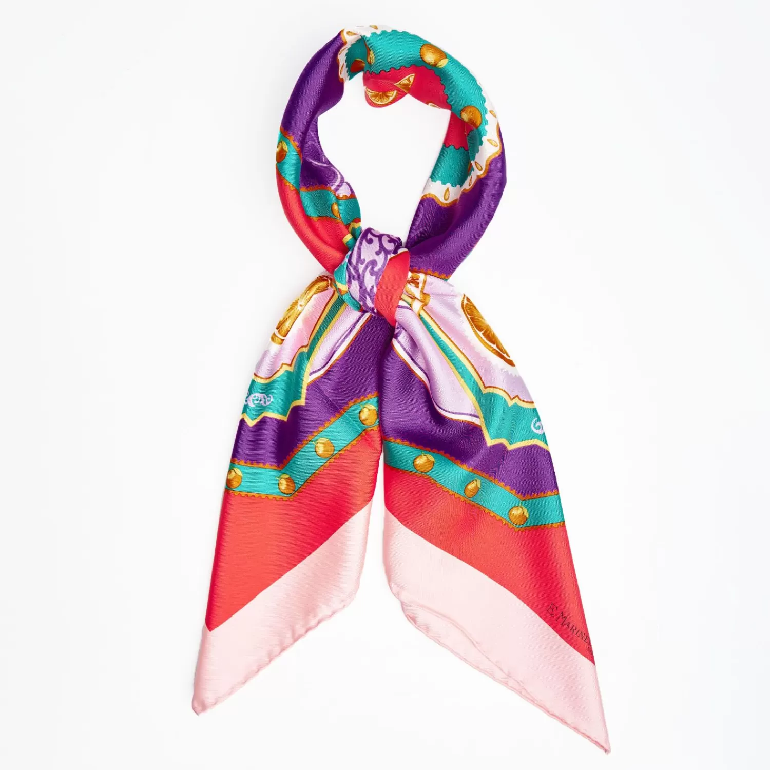Pink Silk Scarf 90 - Orange Vibes>E.Marinella Discount