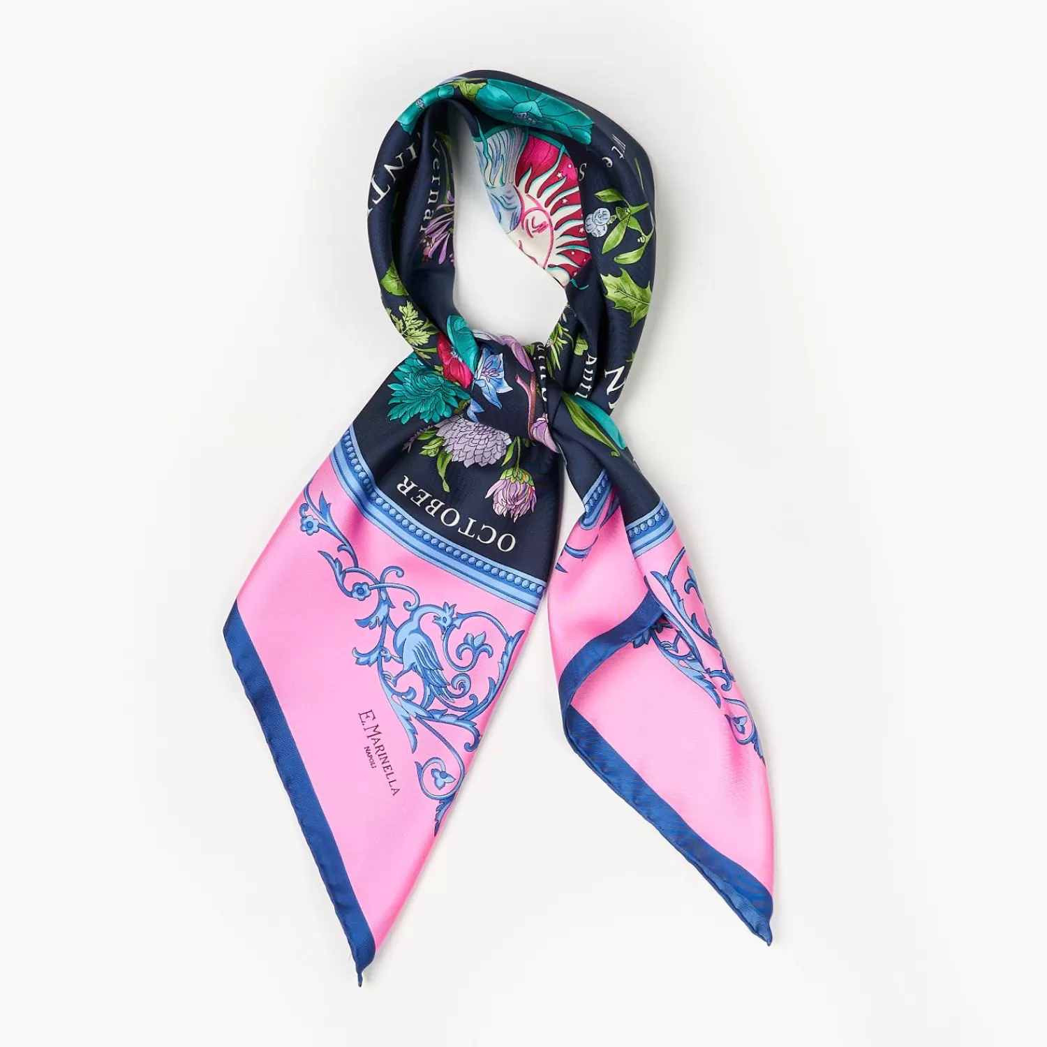 Pink Silk Scarf 90 - The Wheel Of Seasons>E.Marinella Fashion