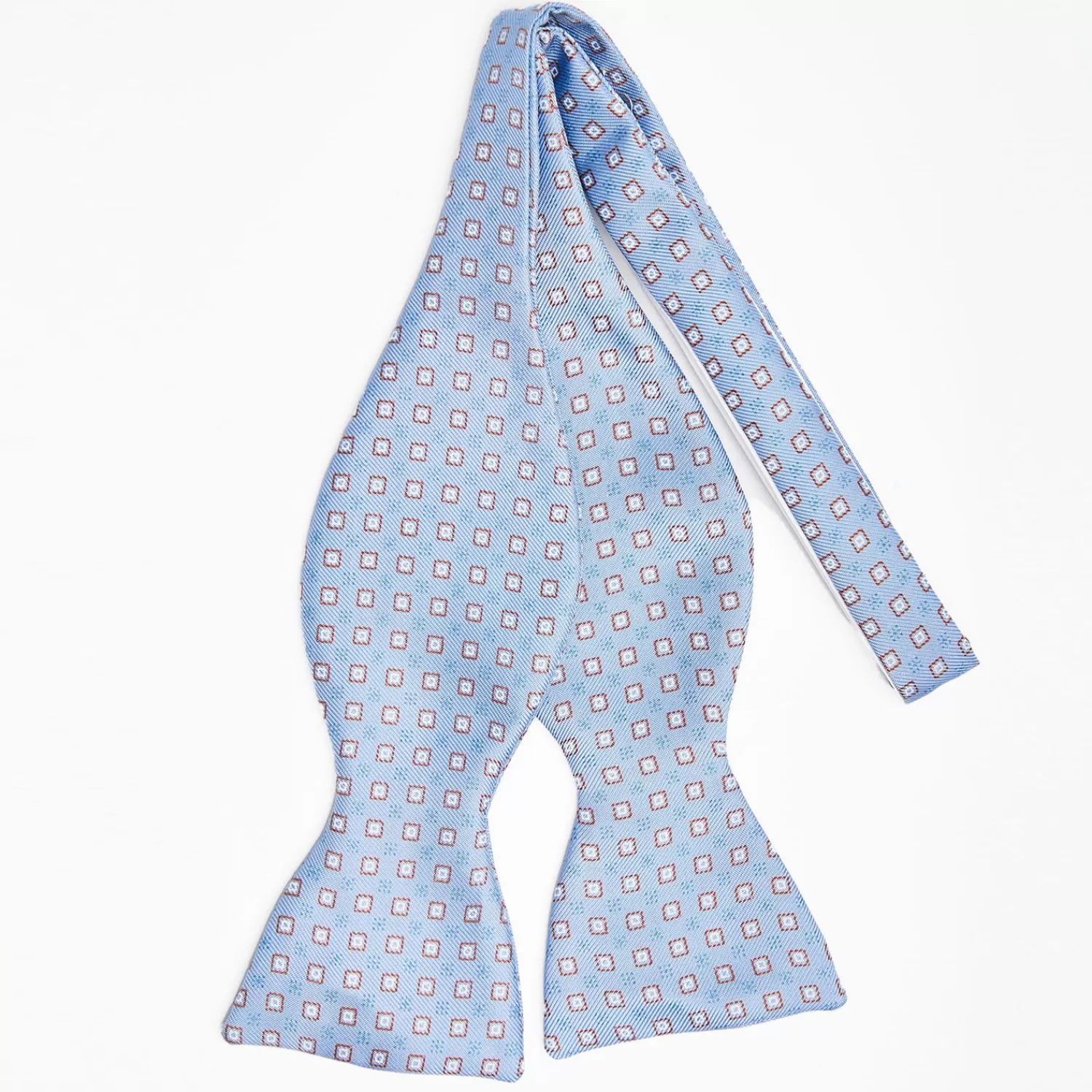 Poeder Blue Silk Bowtie To Self-Tie - Small Geometric Pattern>E.Marinella Best Sale