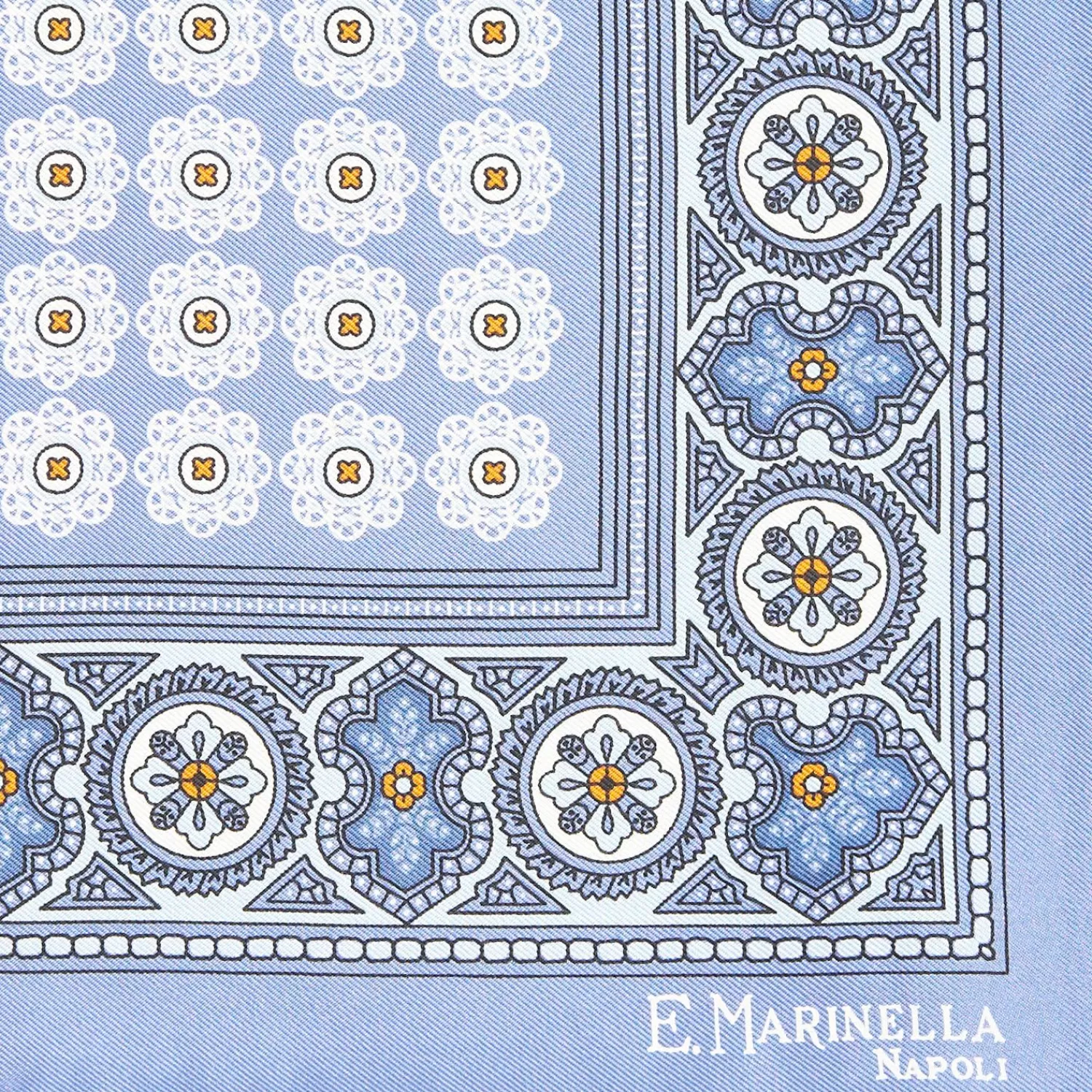 Powder Blue Hand-Printed Silk Pocket Square - Large Pattern>E.Marinella Hot