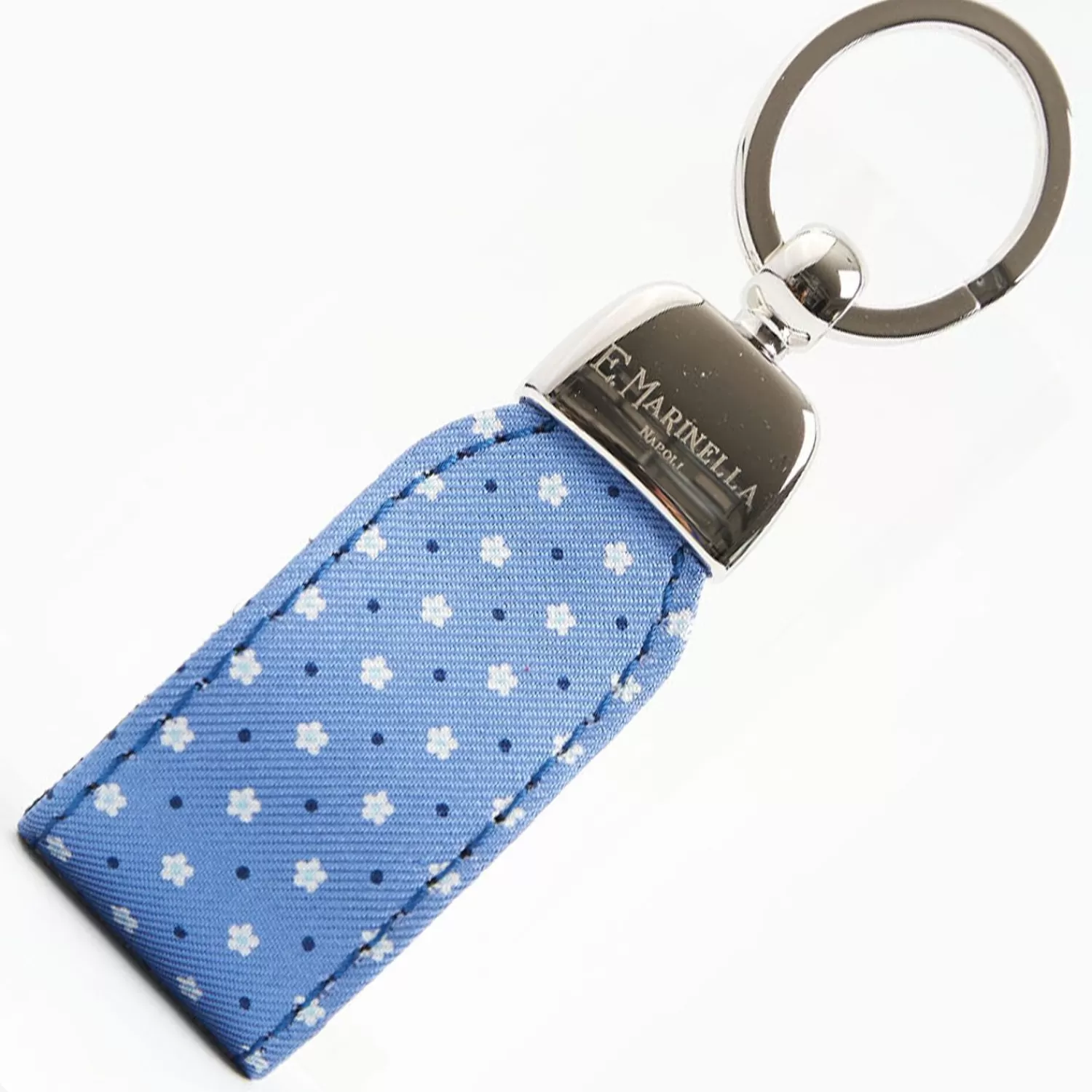 Powder Blue Keyfob In Silk And Leather>E.Marinella Shop