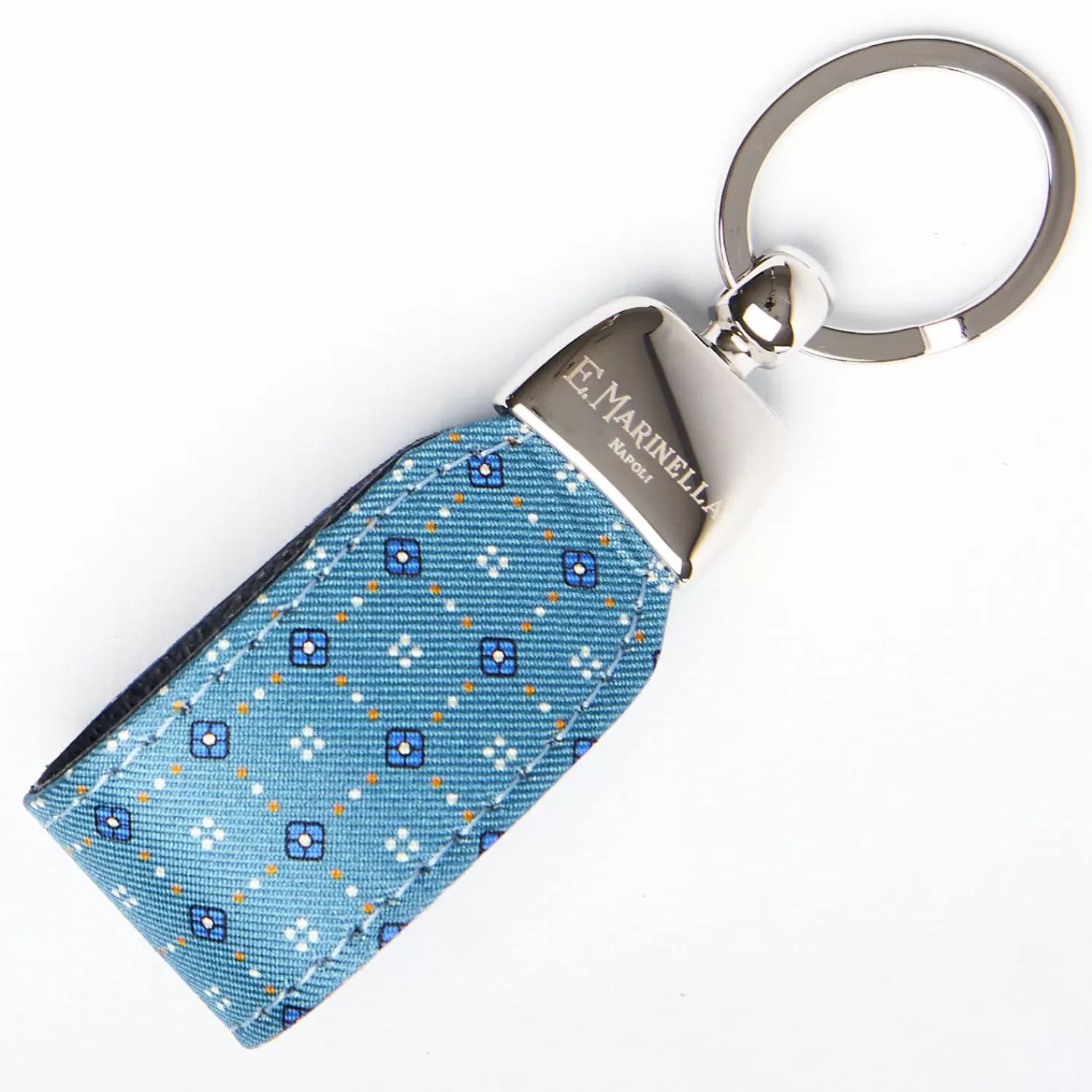 Powder Blue Keyfob In Silk And Leather>E.Marinella New