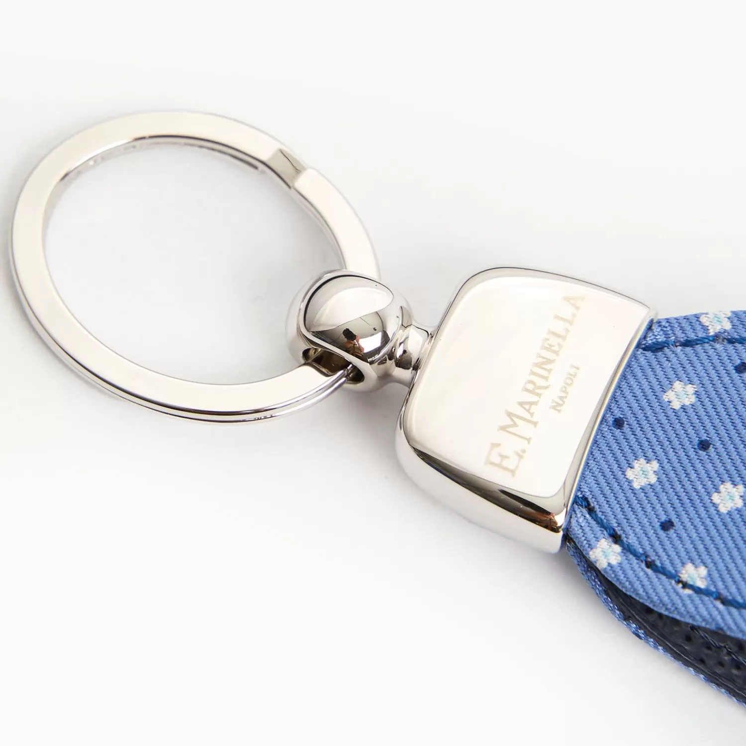 Powder Blue Keyfob In Silk And Leather>E.Marinella Shop