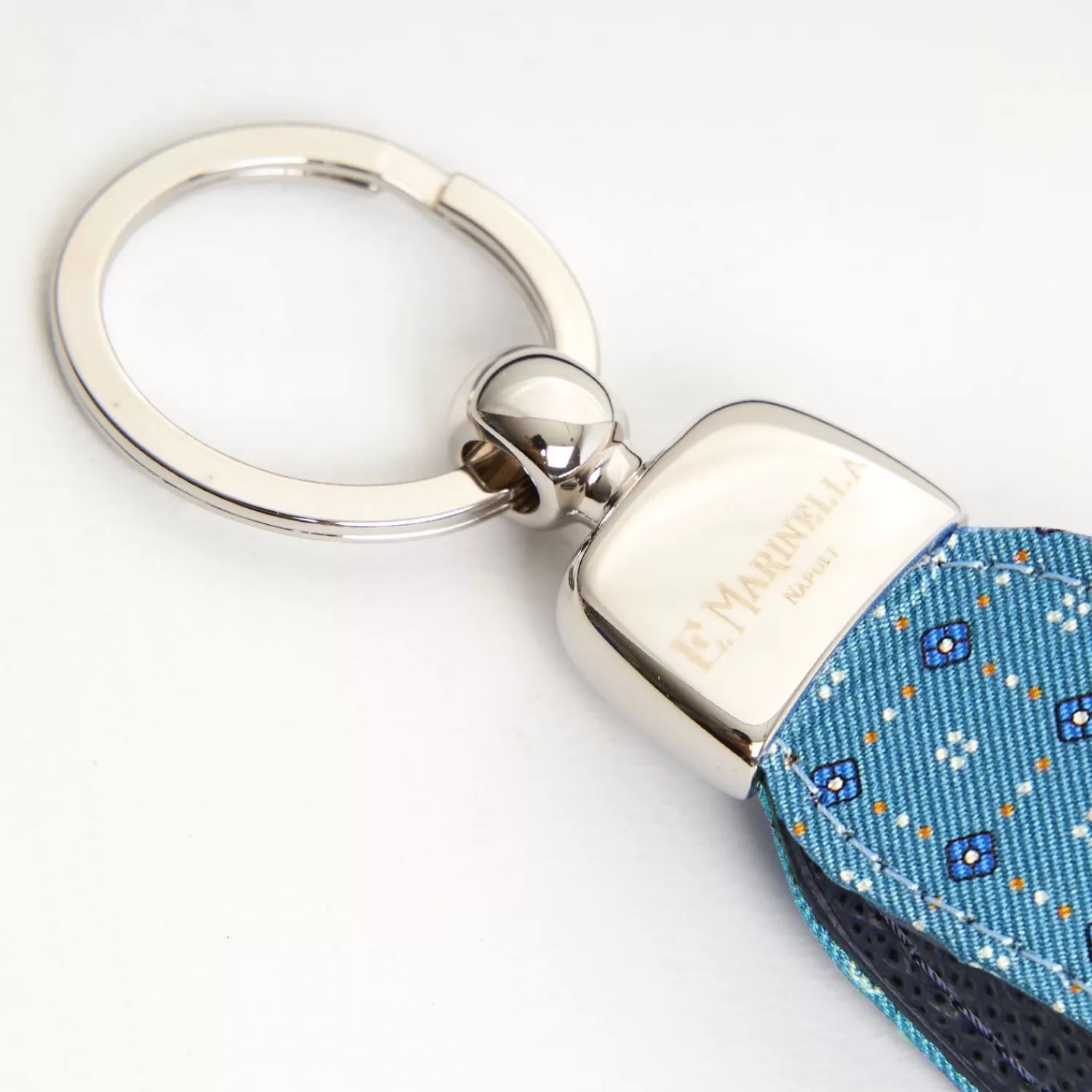 Powder Blue Keyfob In Silk And Leather>E.Marinella New