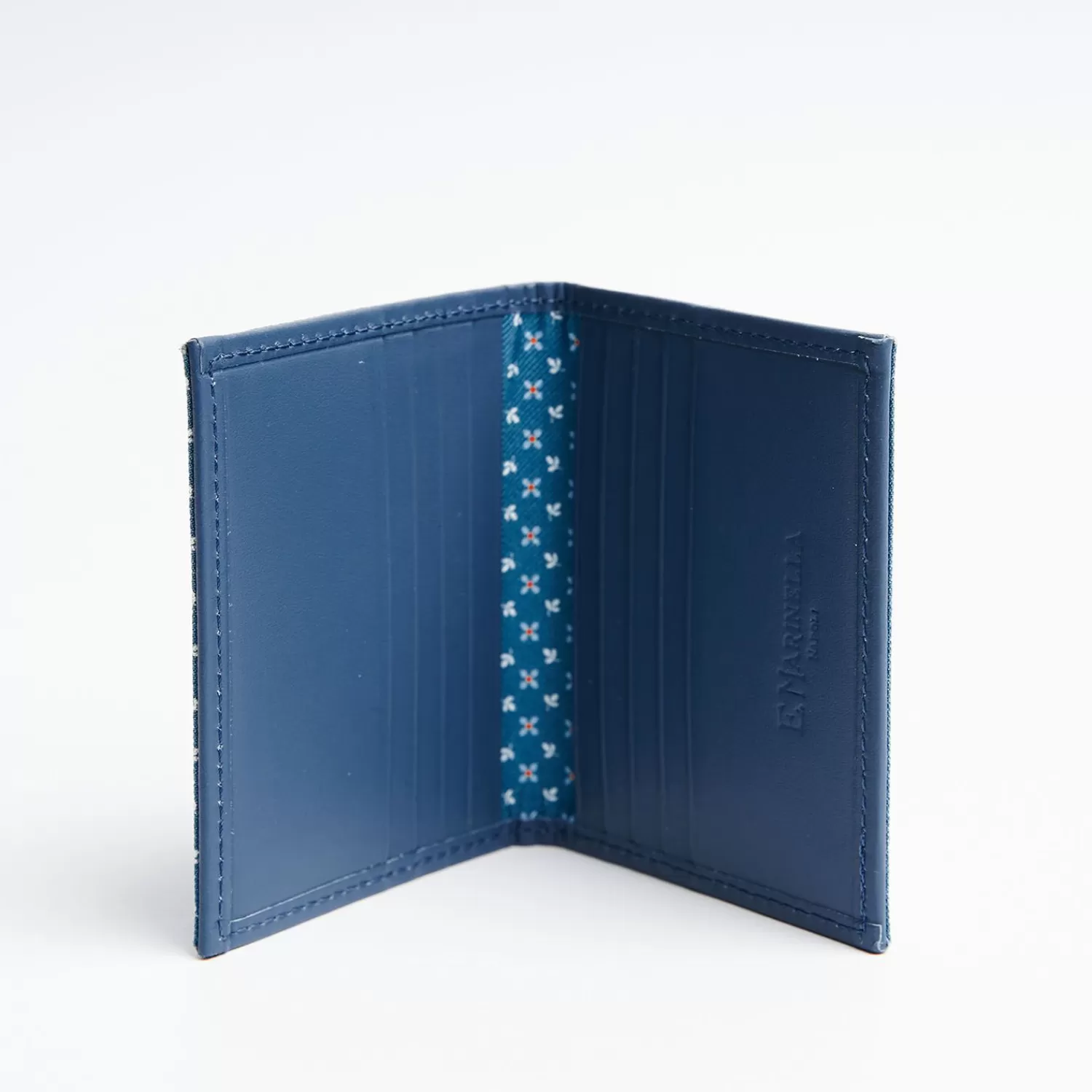 Powder Blue Leather Folding Card Holder - 10 Compartments>E.Marinella New