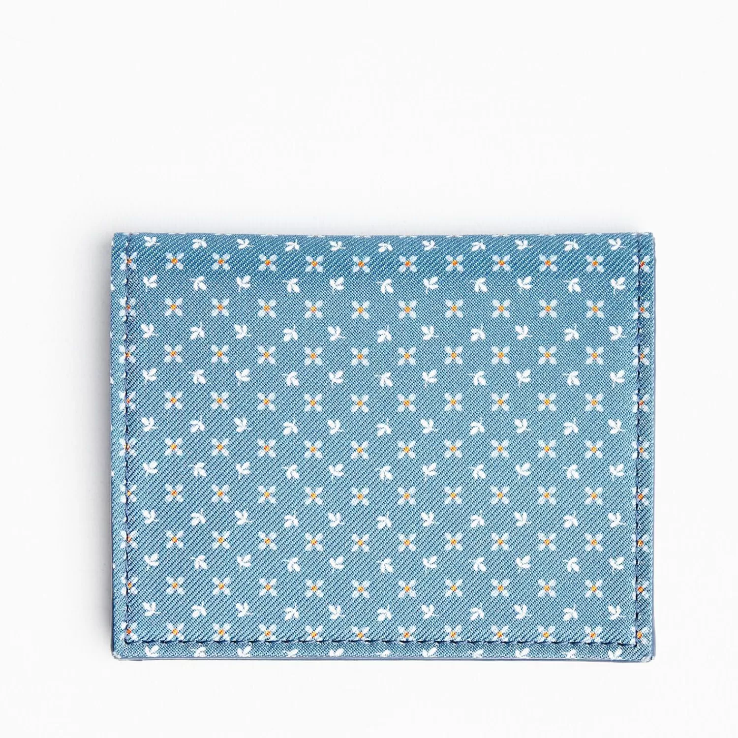 Powder Blue Leather Folding Card Holder - 10 Compartments>E.Marinella New
