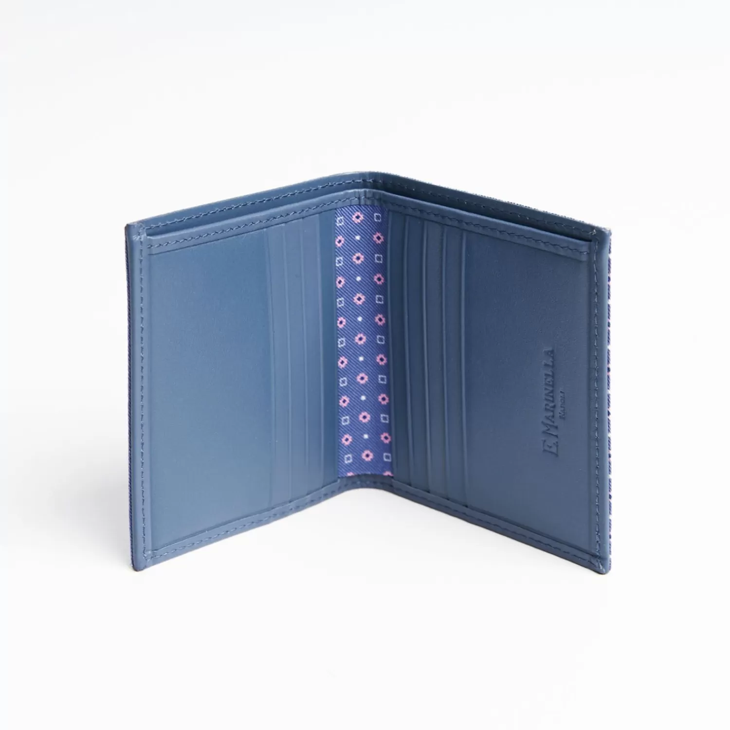 Powder Blue Small Wallet In Silk And Leather>E.Marinella Outlet