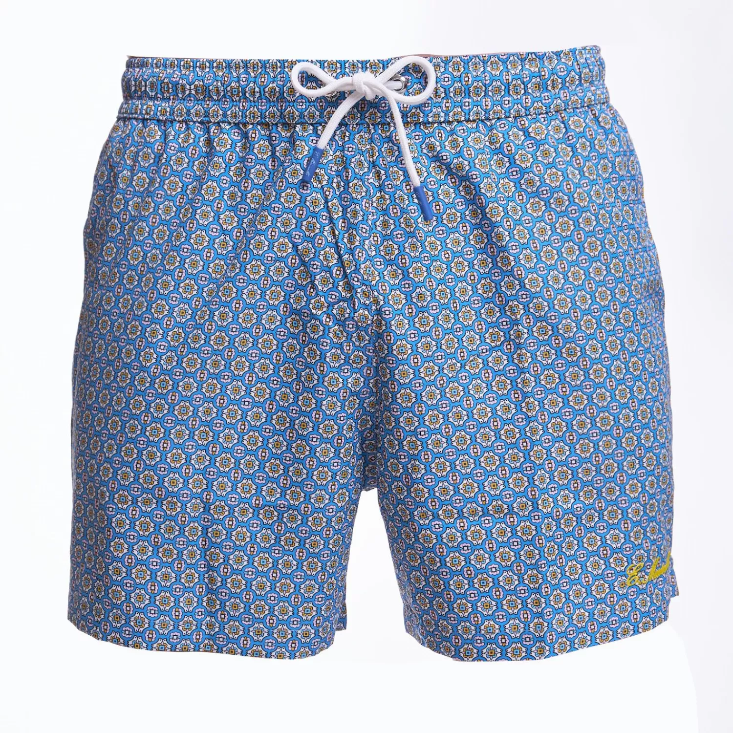 Powder Blue Swim Short - Large Flower Pattern>E.Marinella Clearance