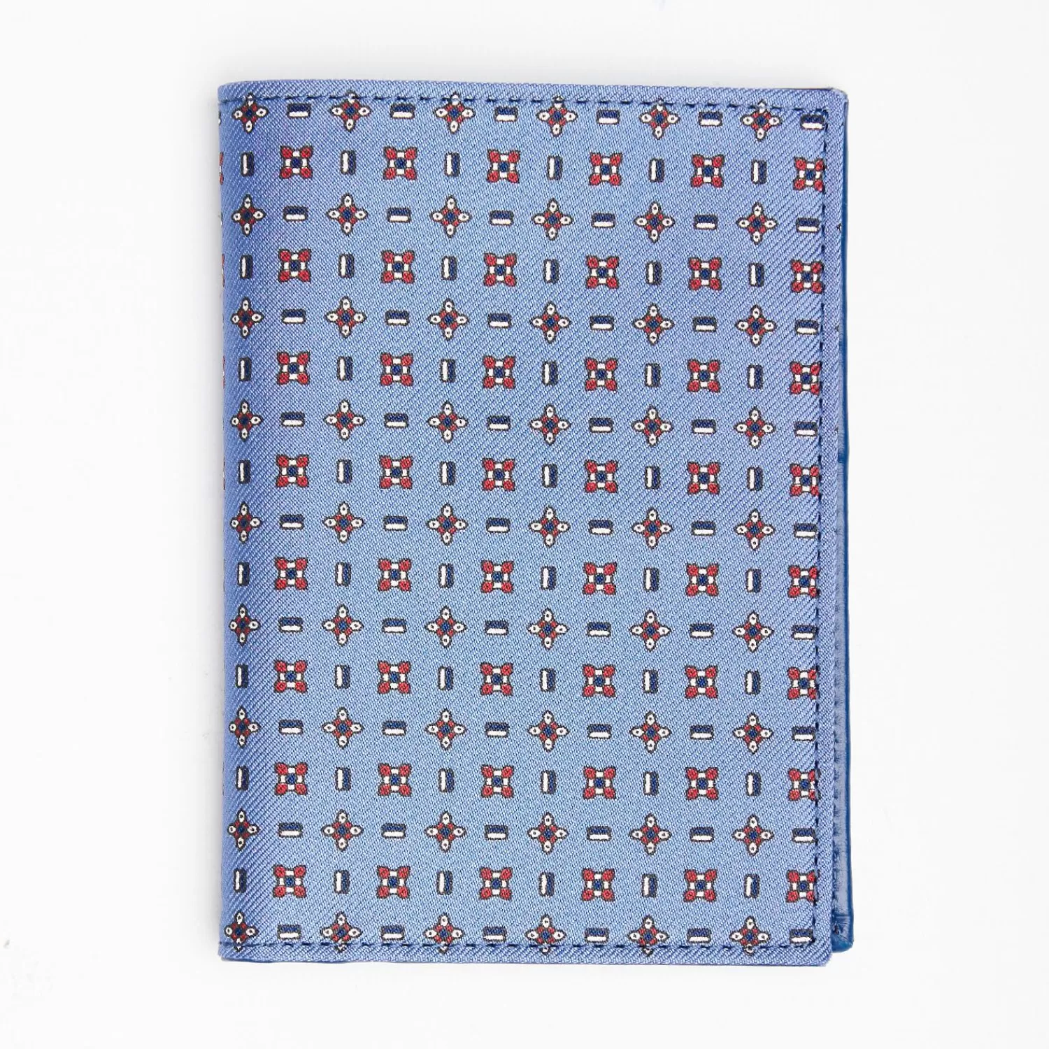 Powder Blue Vertical Wallet In Silk And Leather>E.Marinella Store