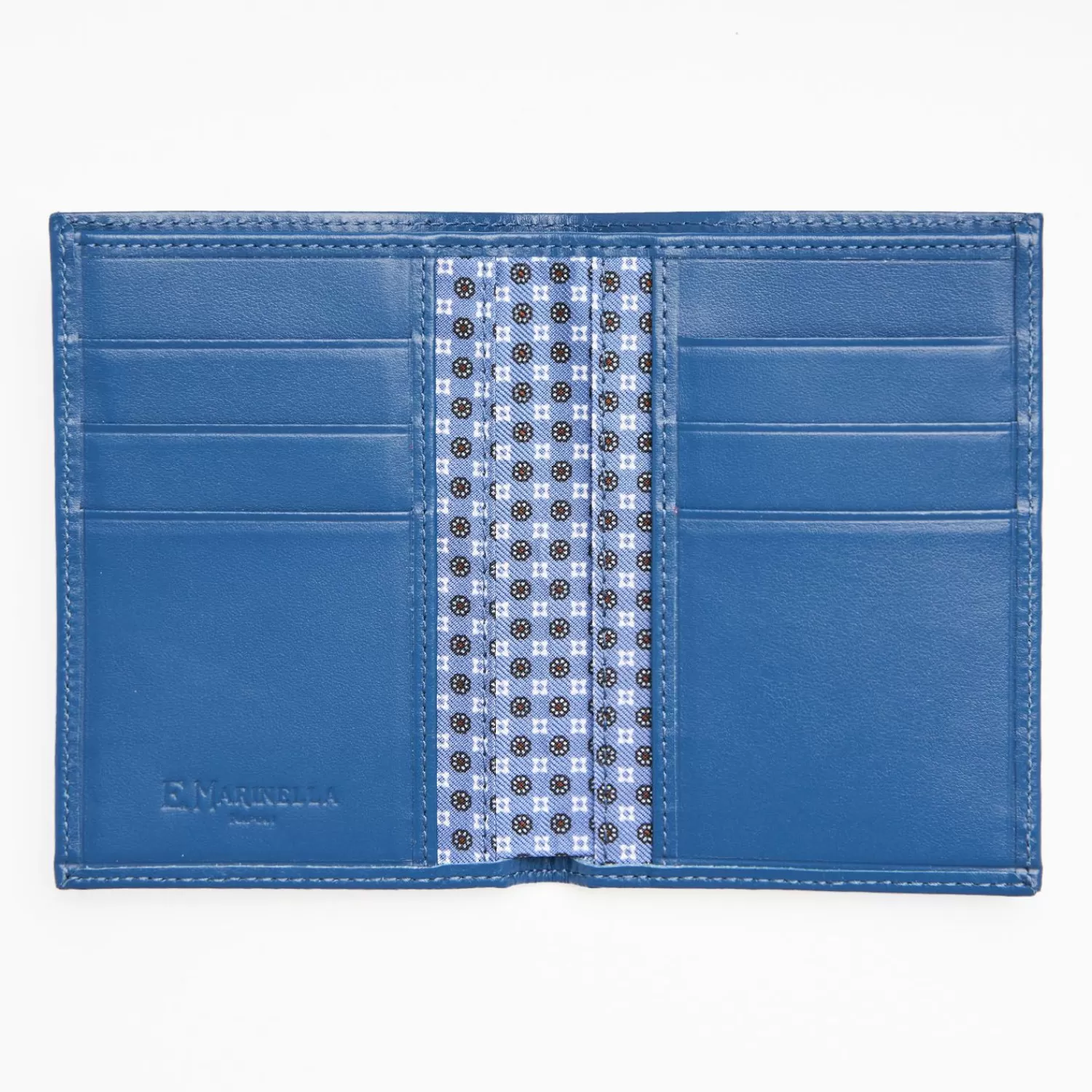 Powder Blue Vertical Wallet In Silk And Leather>E.Marinella Store