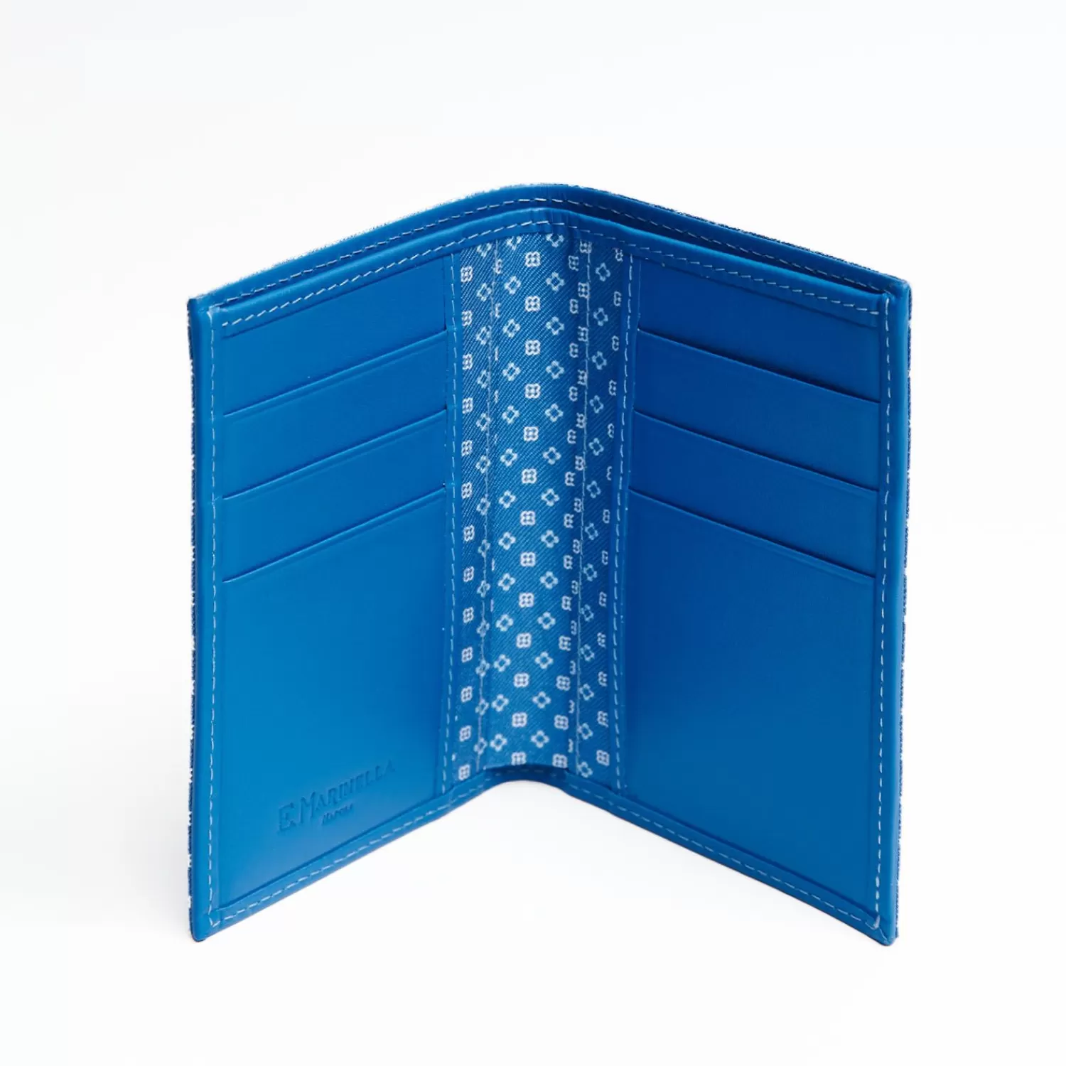 Powder Blue Vertical Wallet In Silk And Leather>E.Marinella Online
