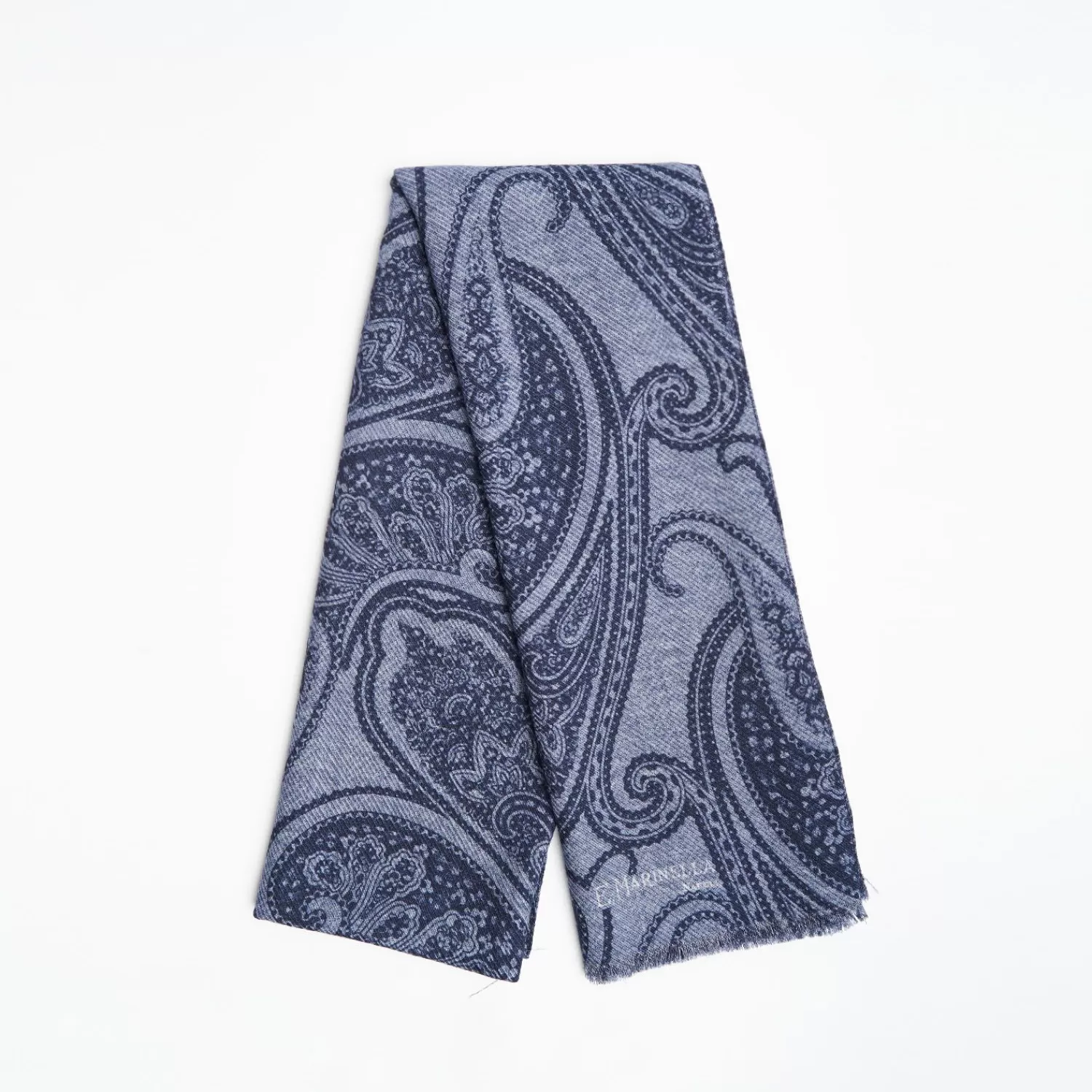 Powder Blue Wool Stole - Paisley Pattern>E.Marinella Flash Sale