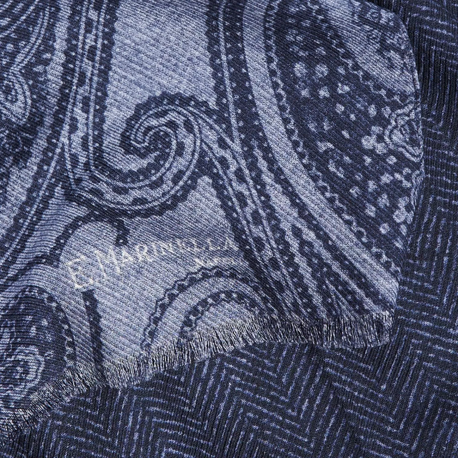 Powder Blue Wool Stole - Paisley Pattern>E.Marinella Flash Sale