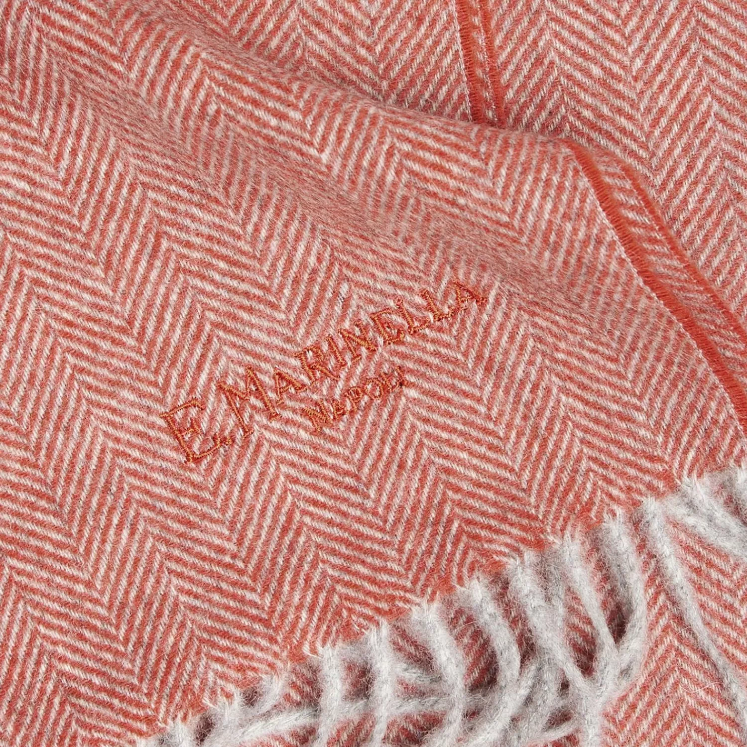 Red Cashmere Fringed Scarf>E.Marinella Best