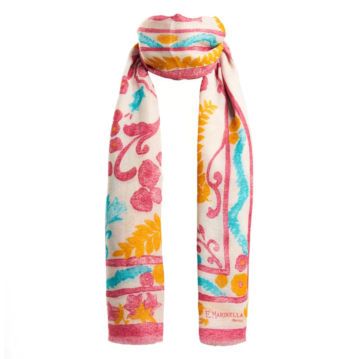 Red Cotton And Linen Scarf - Summer Vibes>E.Marinella Cheap