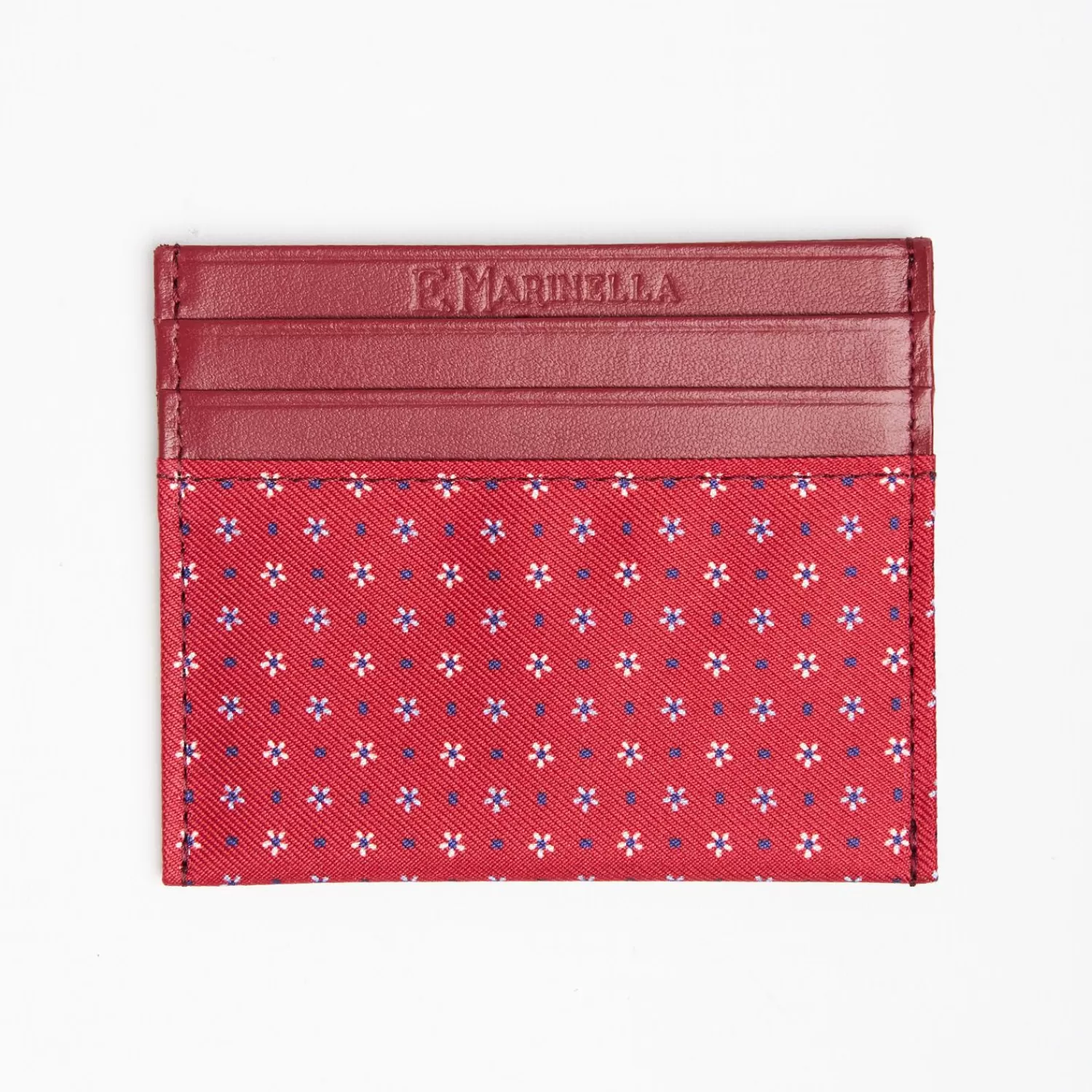 Red Leather And Silk Credit Card Holder>E.Marinella Online