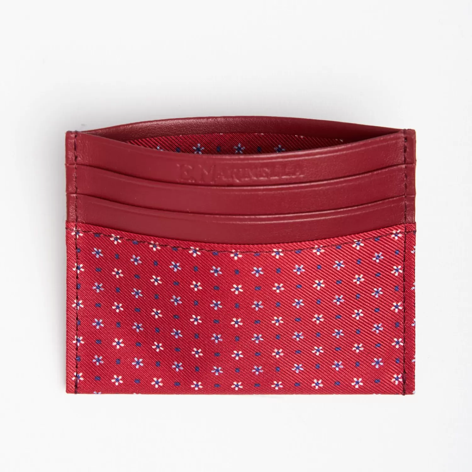 Red Leather And Silk Credit Card Holder>E.Marinella Online