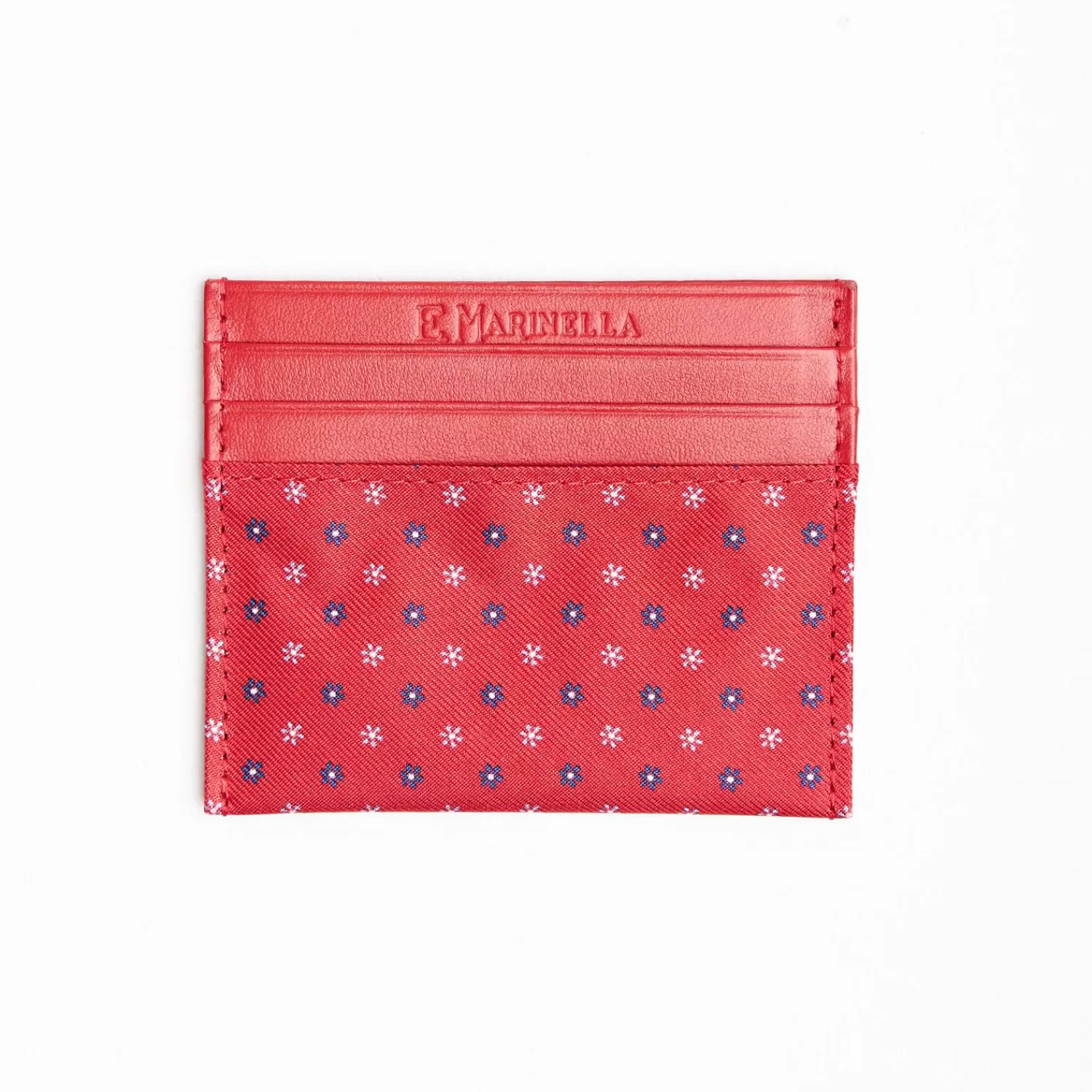 Red Leather And Silk Credit Card Holder - 5 Compartments>E.Marinella Best