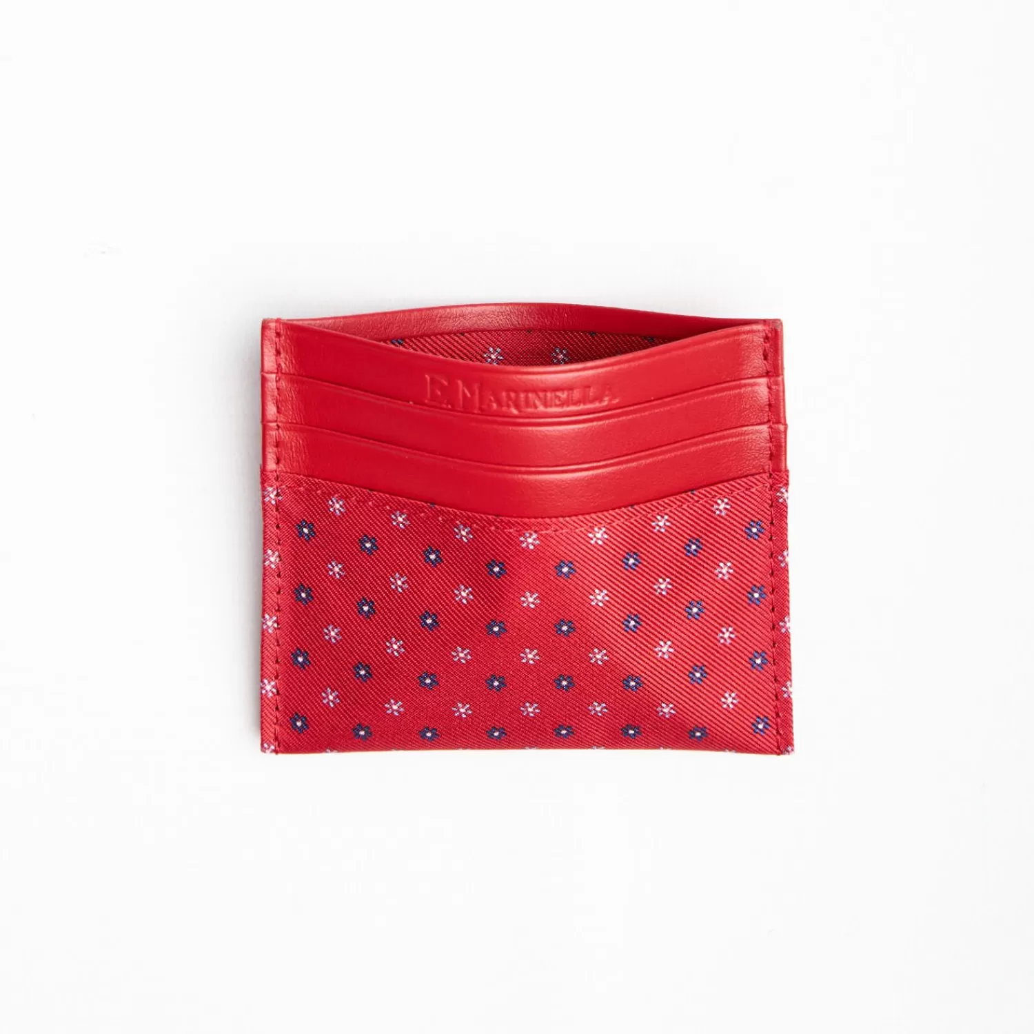 Red Leather And Silk Credit Card Holder - 5 Compartments>E.Marinella Best