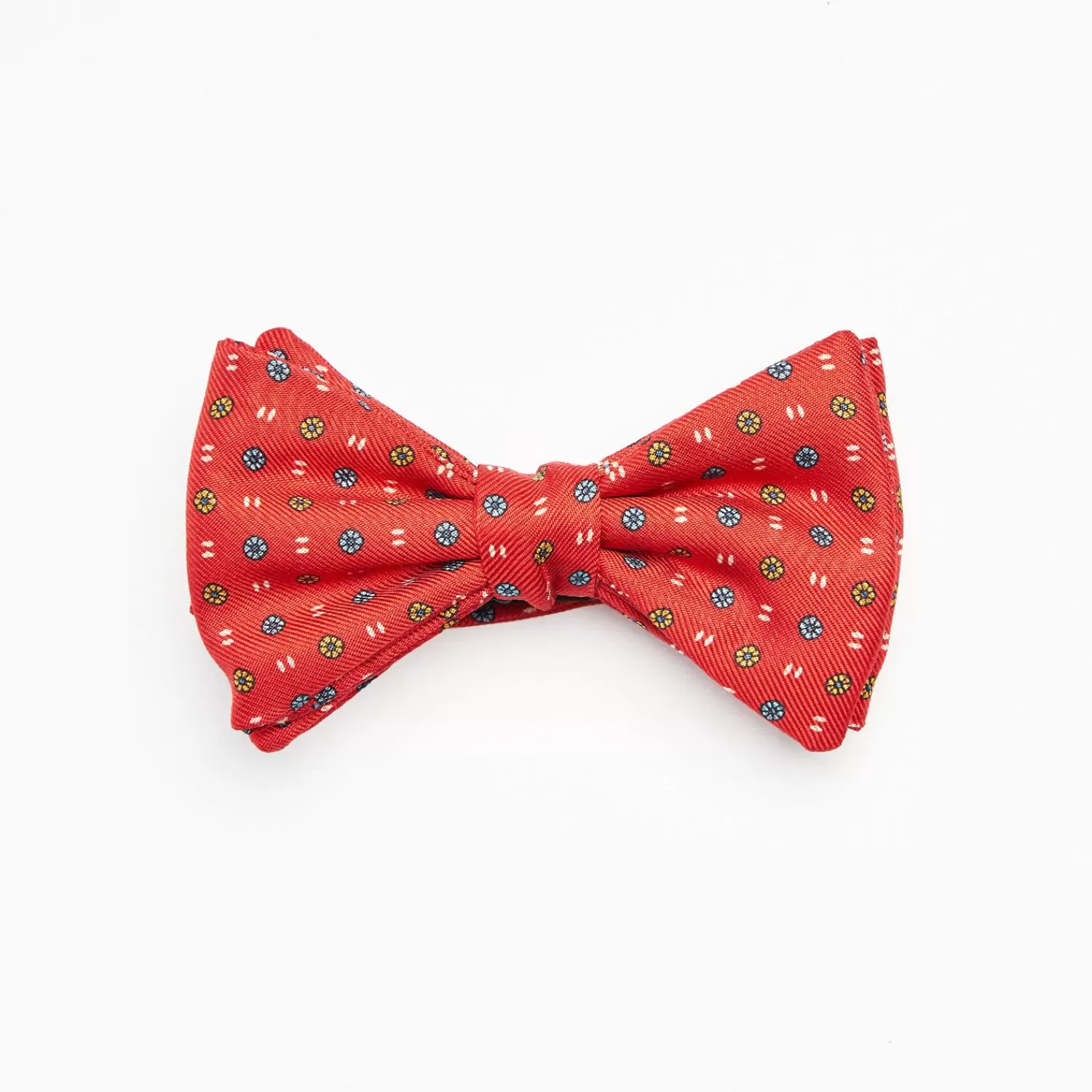 Red Pre-Knotted Silk Bowtie- Small Flower Pattern>E.Marinella Best