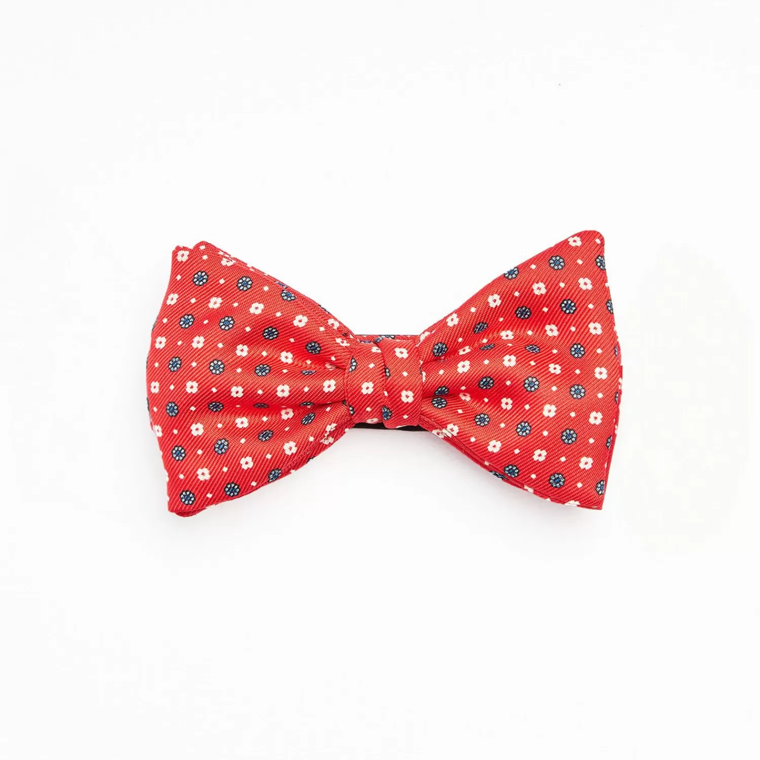 Red Pre-Knotted Silk Bowtie- Small Flower Pattern>E.Marinella Store