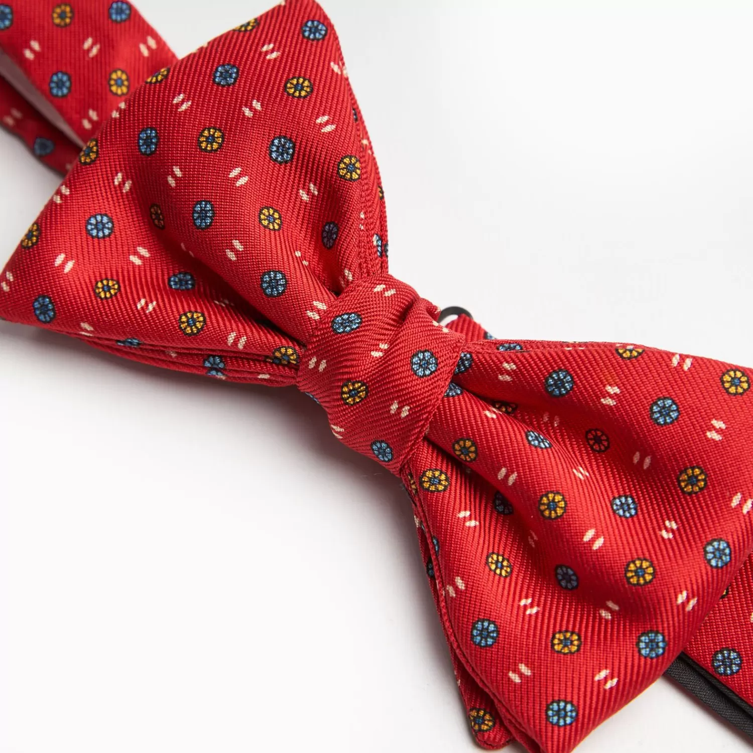 Red Pre-Knotted Silk Bowtie- Small Flower Pattern>E.Marinella Best