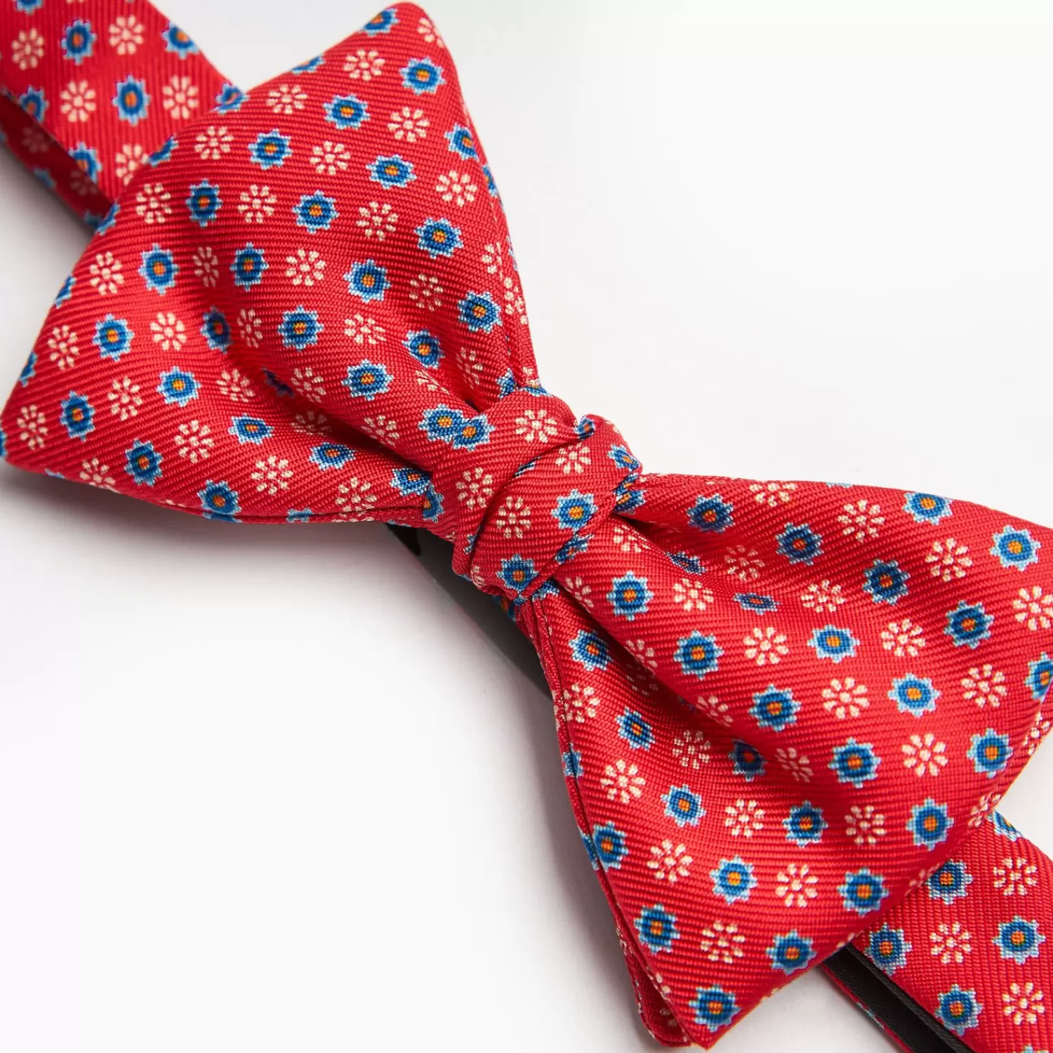 Red Pre-Knotted Silk Bowtie- Small Flower Pattern>E.Marinella Hot