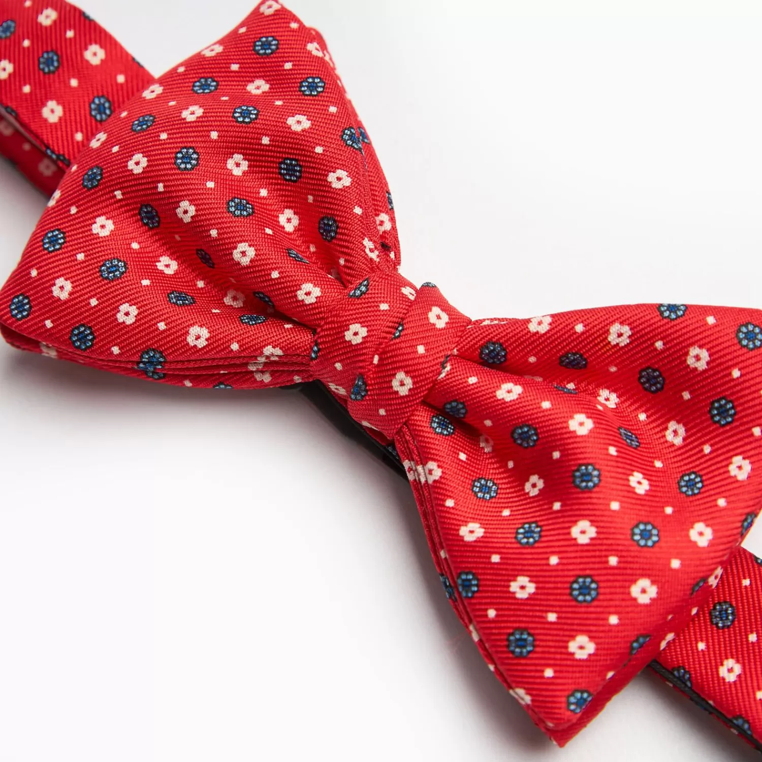 Red Pre-Knotted Silk Bowtie- Small Flower Pattern>E.Marinella Store