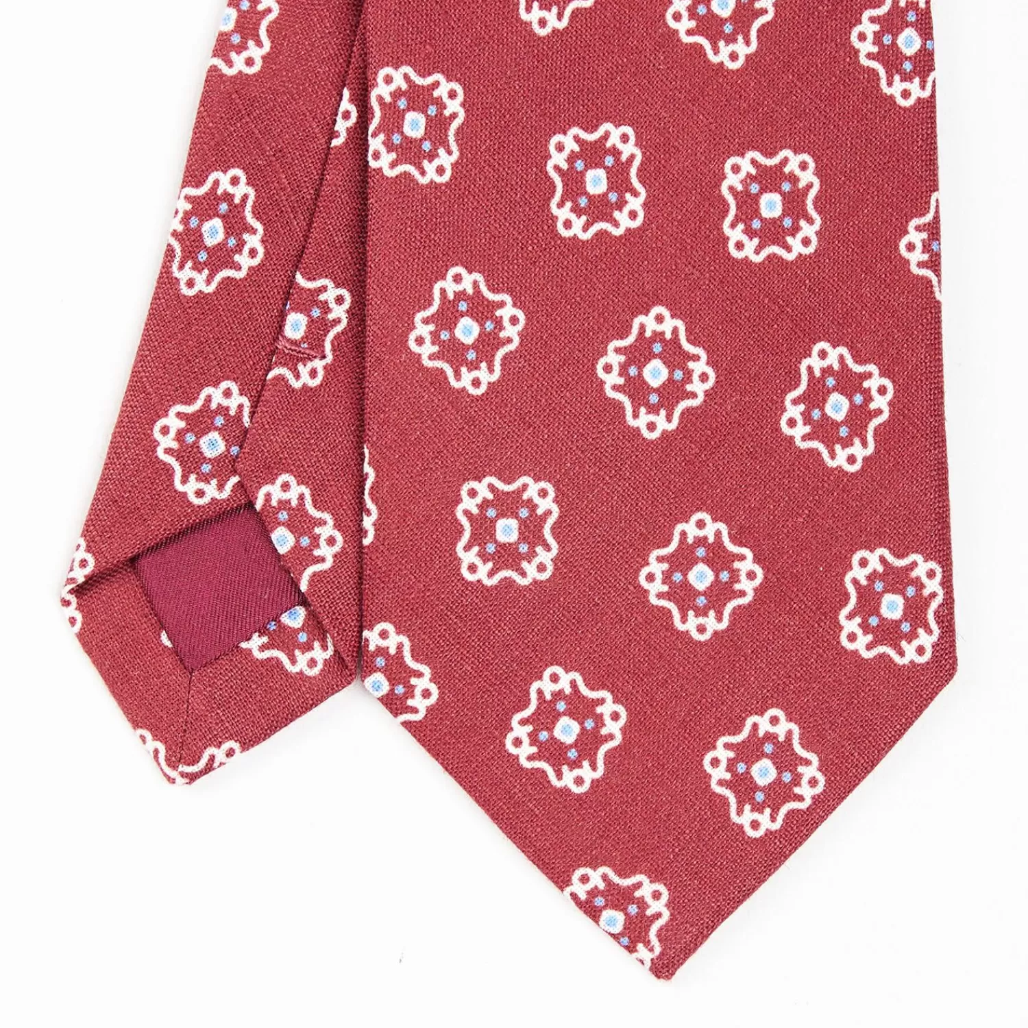 Red Sartorial Linen Tie - Large Flower Pattern>E.Marinella Fashion