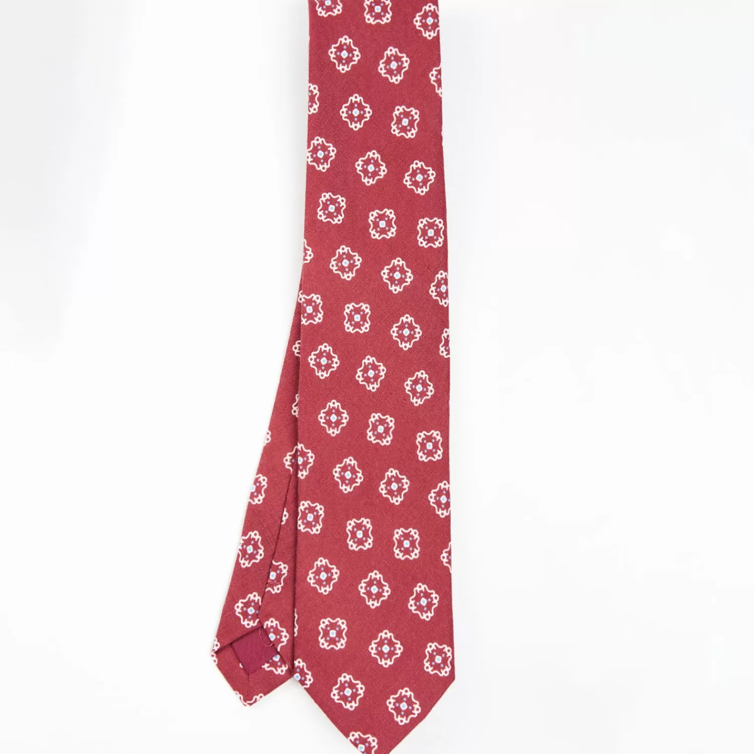 Red Sartorial Linen Tie - Large Flower Pattern>E.Marinella Fashion
