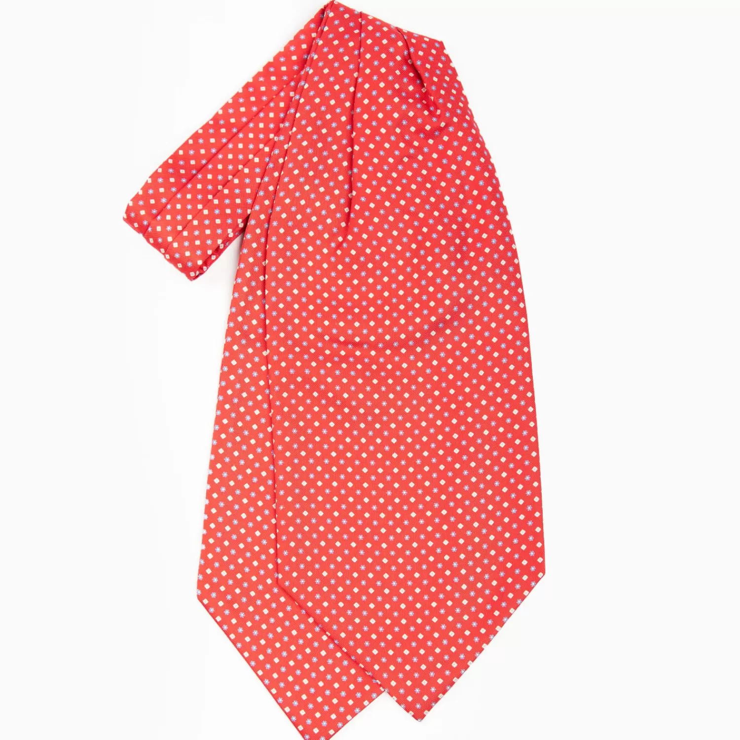 Red Silk Ascot Tie - Small Flower Designs>E.Marinella Clearance