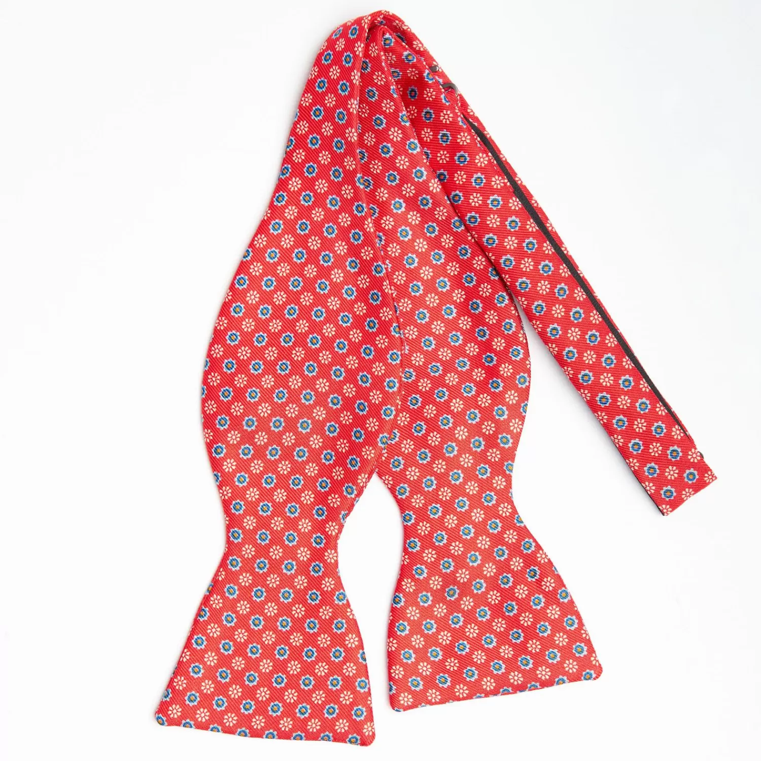 Red Silk Bowtie To Self-Tie - Small Flower Pattern>E.Marinella Store
