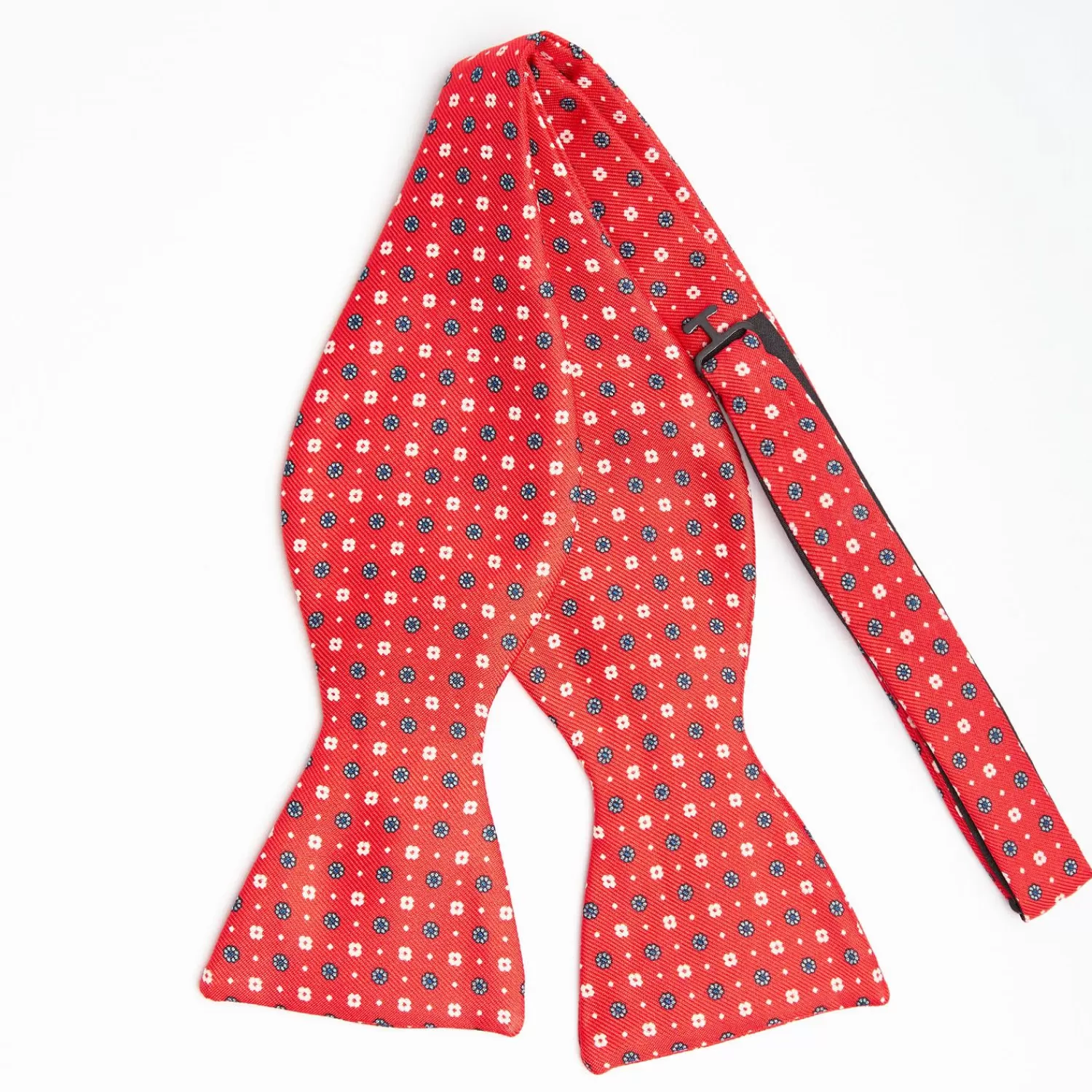 Red Silk Bowtie To Self-Tie - Small Flower Pattern>E.Marinella Outlet