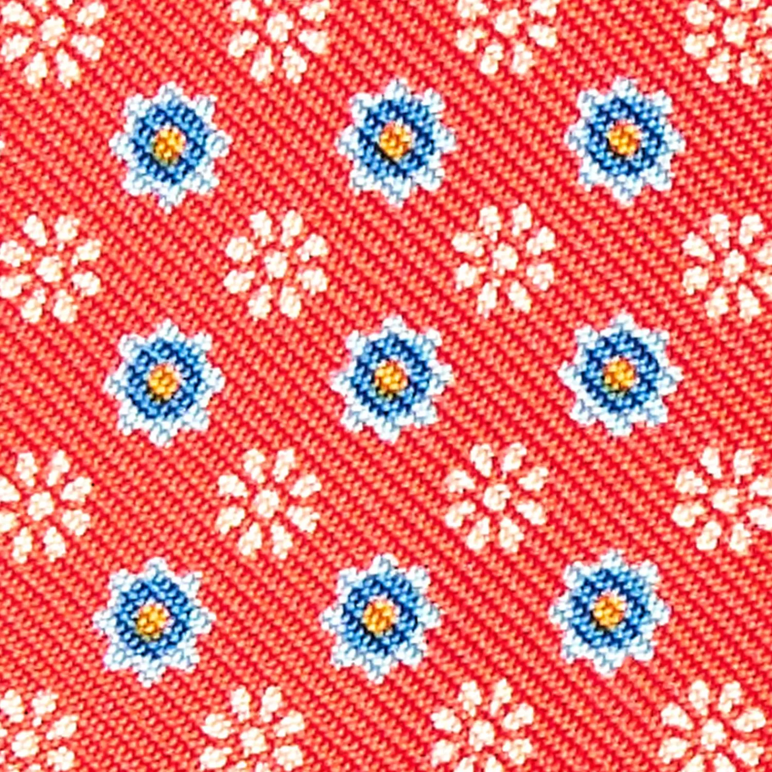 Red Silk Bowtie To Self-Tie - Small Flower Pattern>E.Marinella Store
