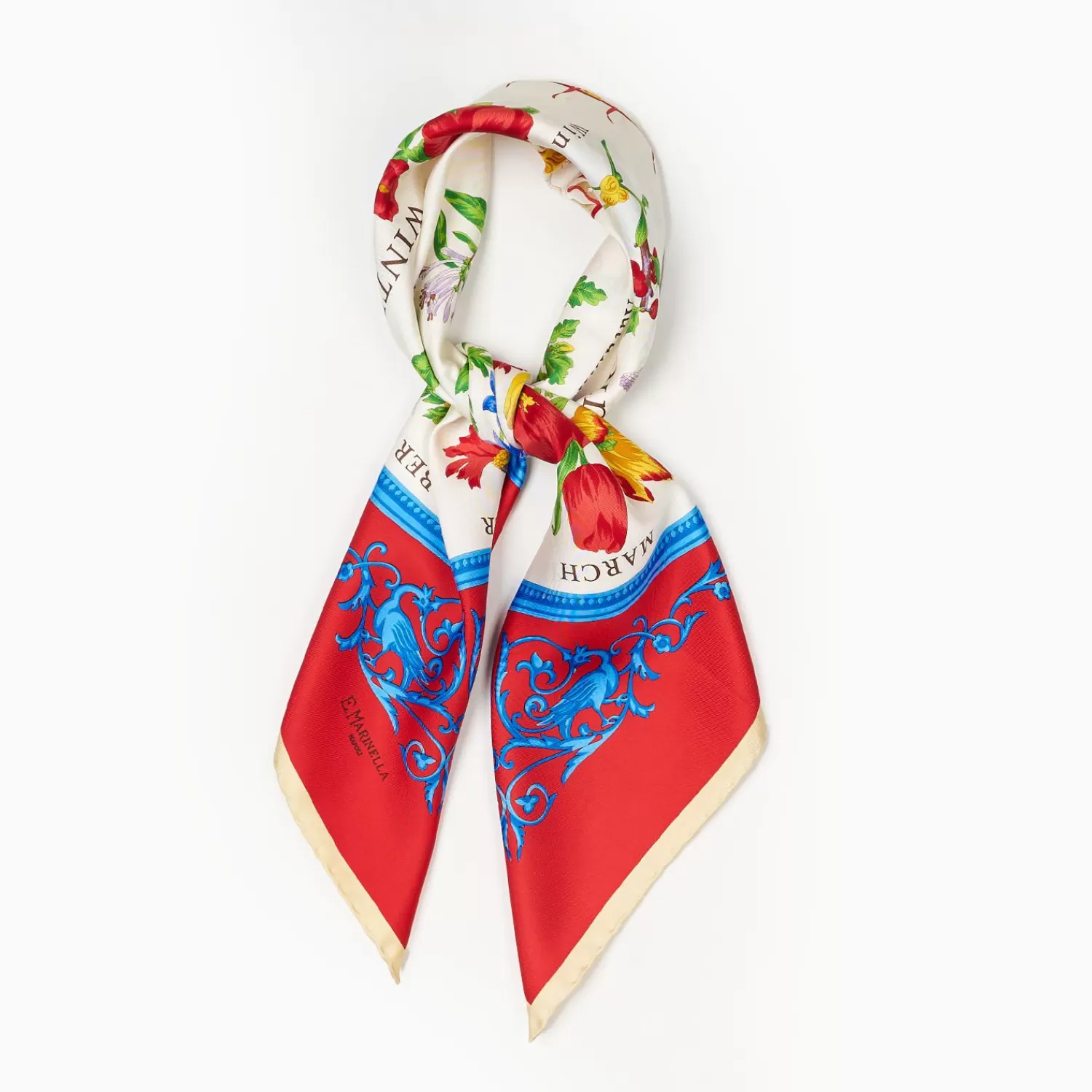 Red Silk Scarf 90 The Wheel Of Seasons>E.Marinella Clearance